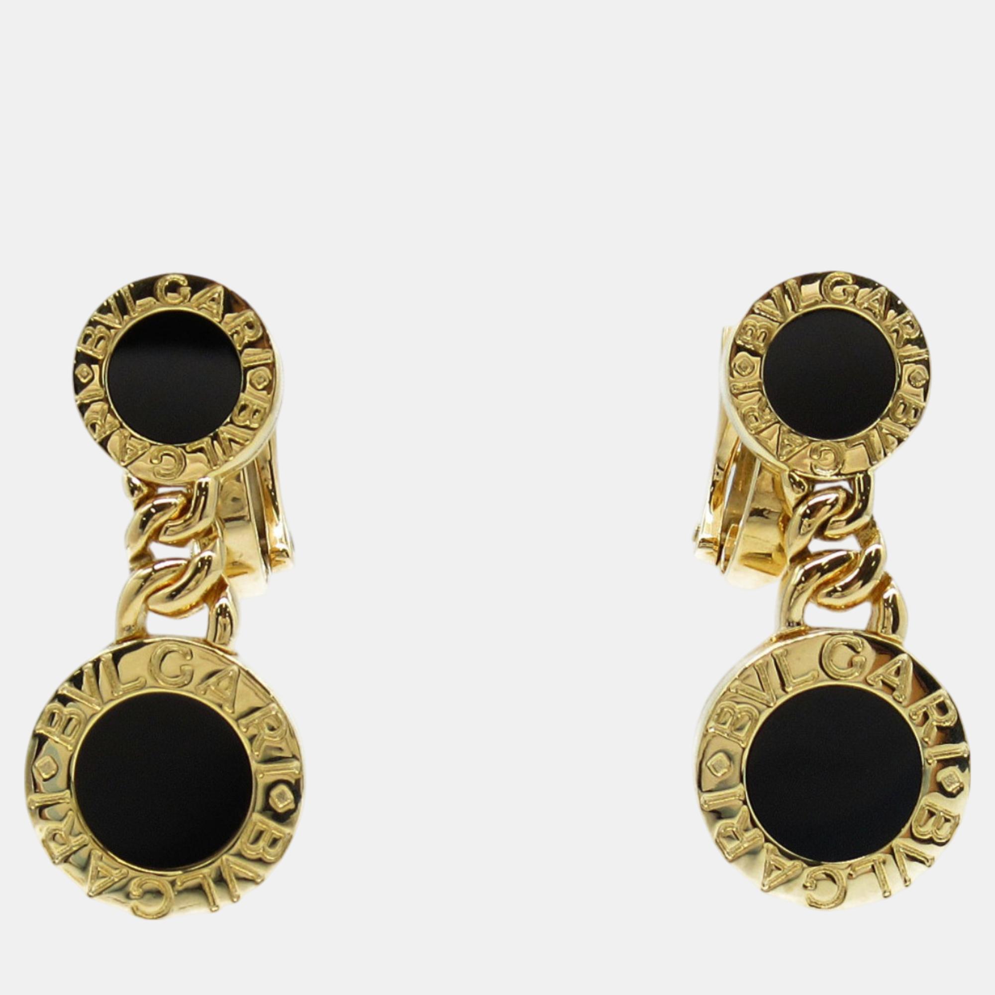 

Bvlgari Onyx 18k Yellow Gold Earrings Black Metal