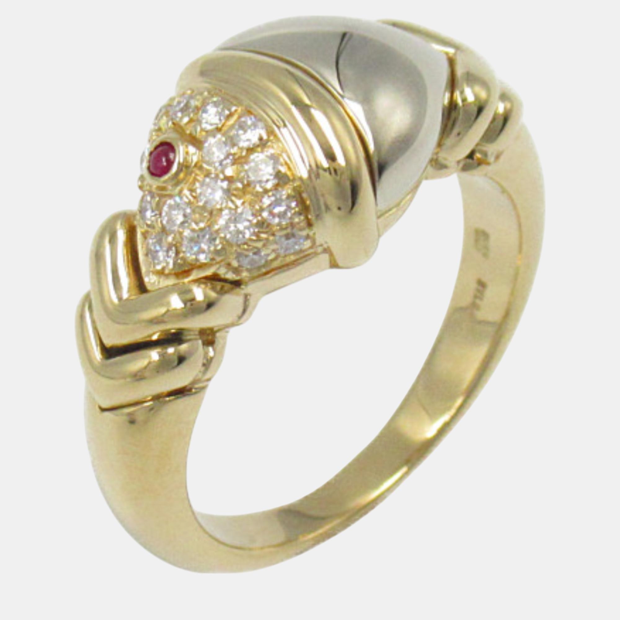 

Bvlgari 18k Yellow Gold Diamond Naturalia Ruby Ring EU 52