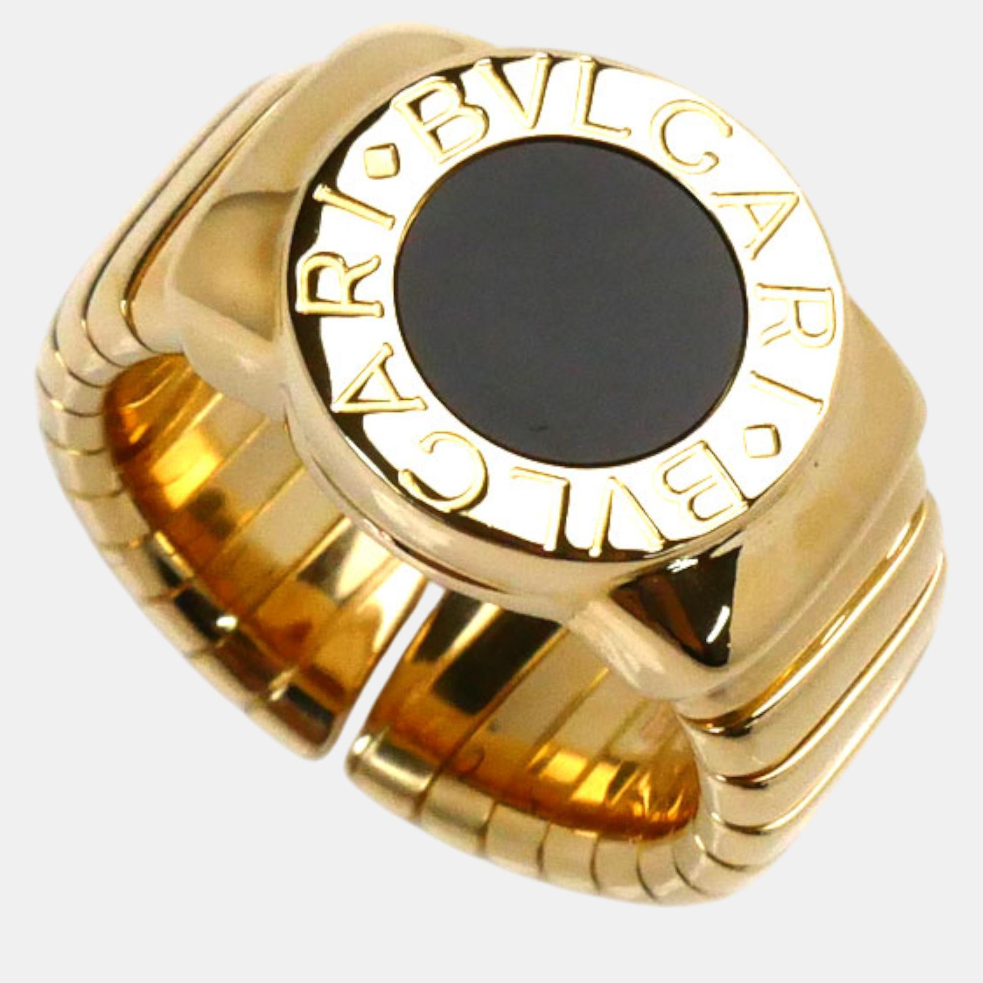 

Bvlgari 18K Yellow Gold Onyx Ring Size Japan 9.5 EU 50