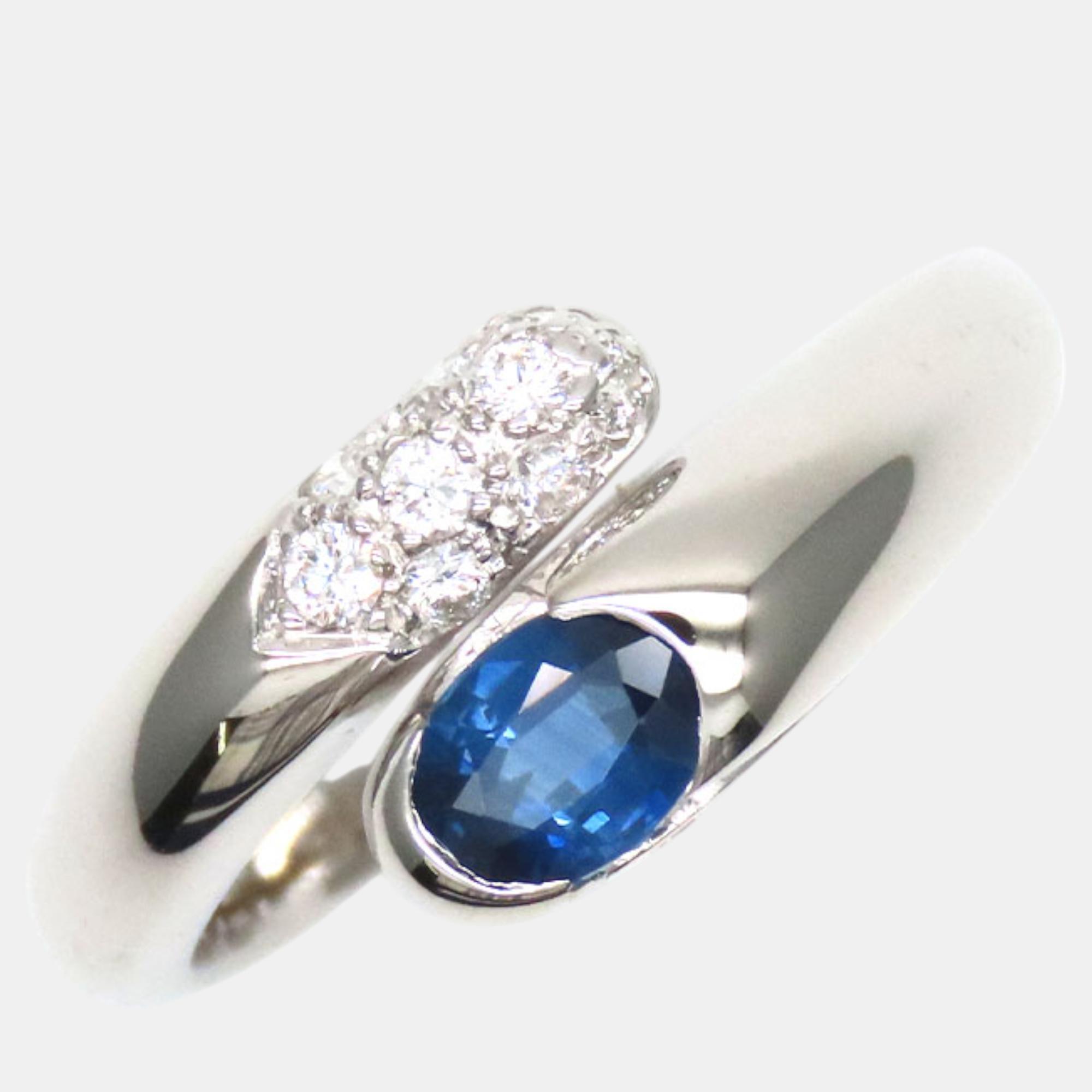 

Bvlgari 18k White Gold Diamond Sapphire Ring Size Japan 12 EU 52