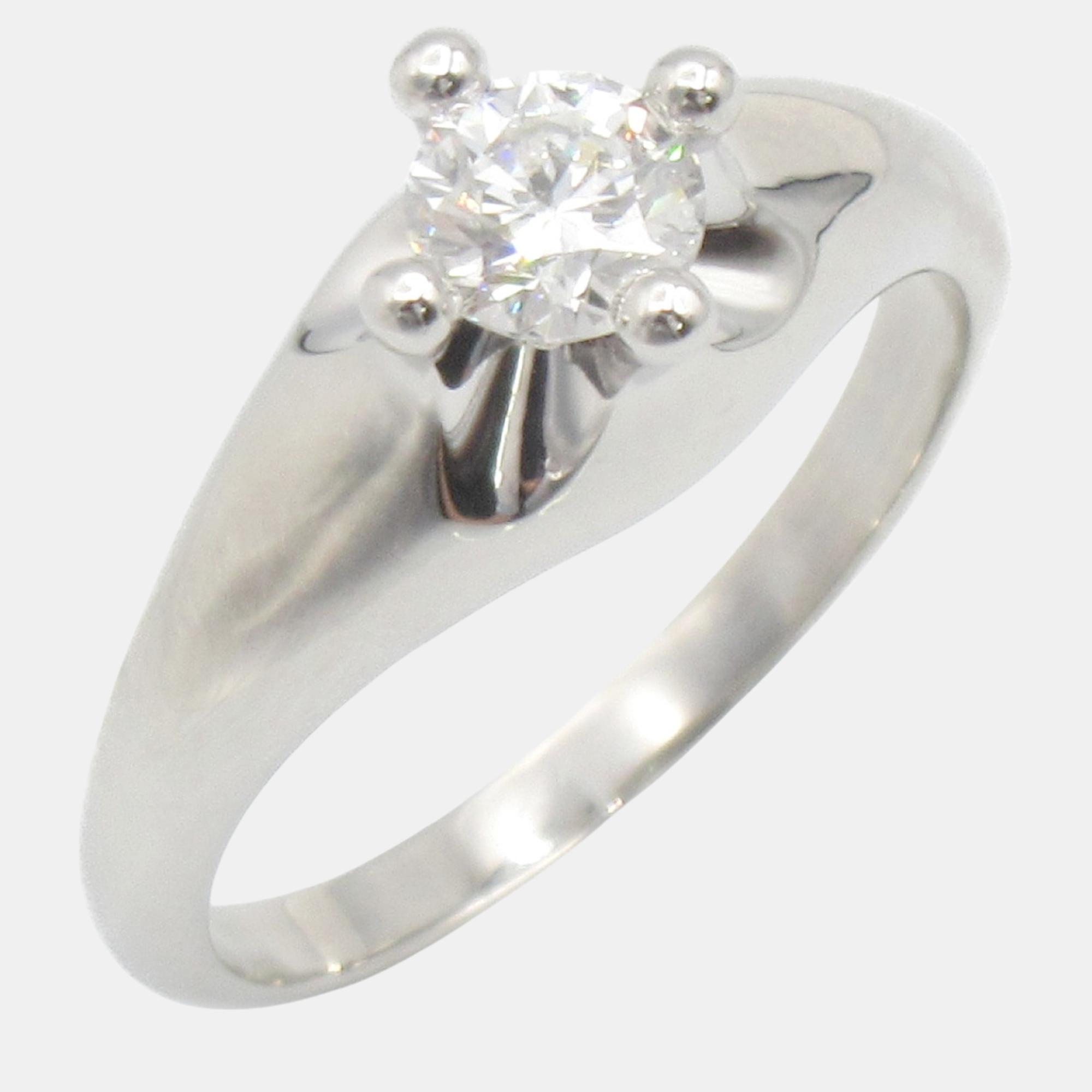Pre-owned Bvlgari Platinum And Diamond Corona Band Ring Eu 52