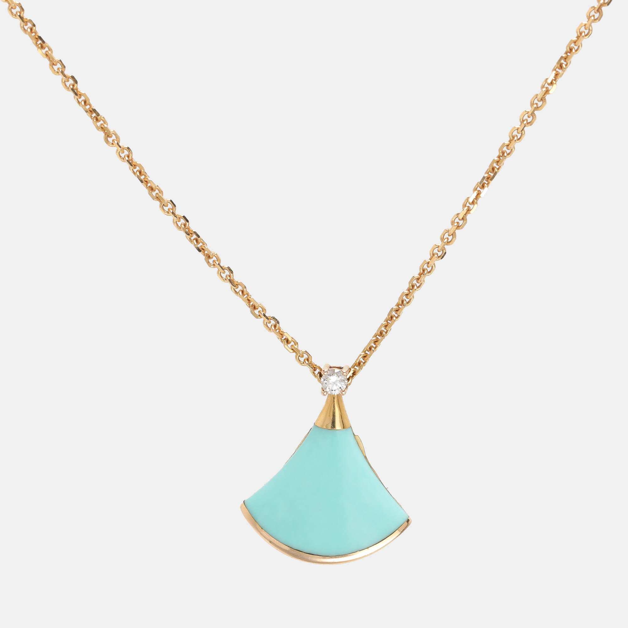 

Bvlgari Divas’ Dream Turquoise Diamond 18K Rose Gold Pendant Necklace, Blue