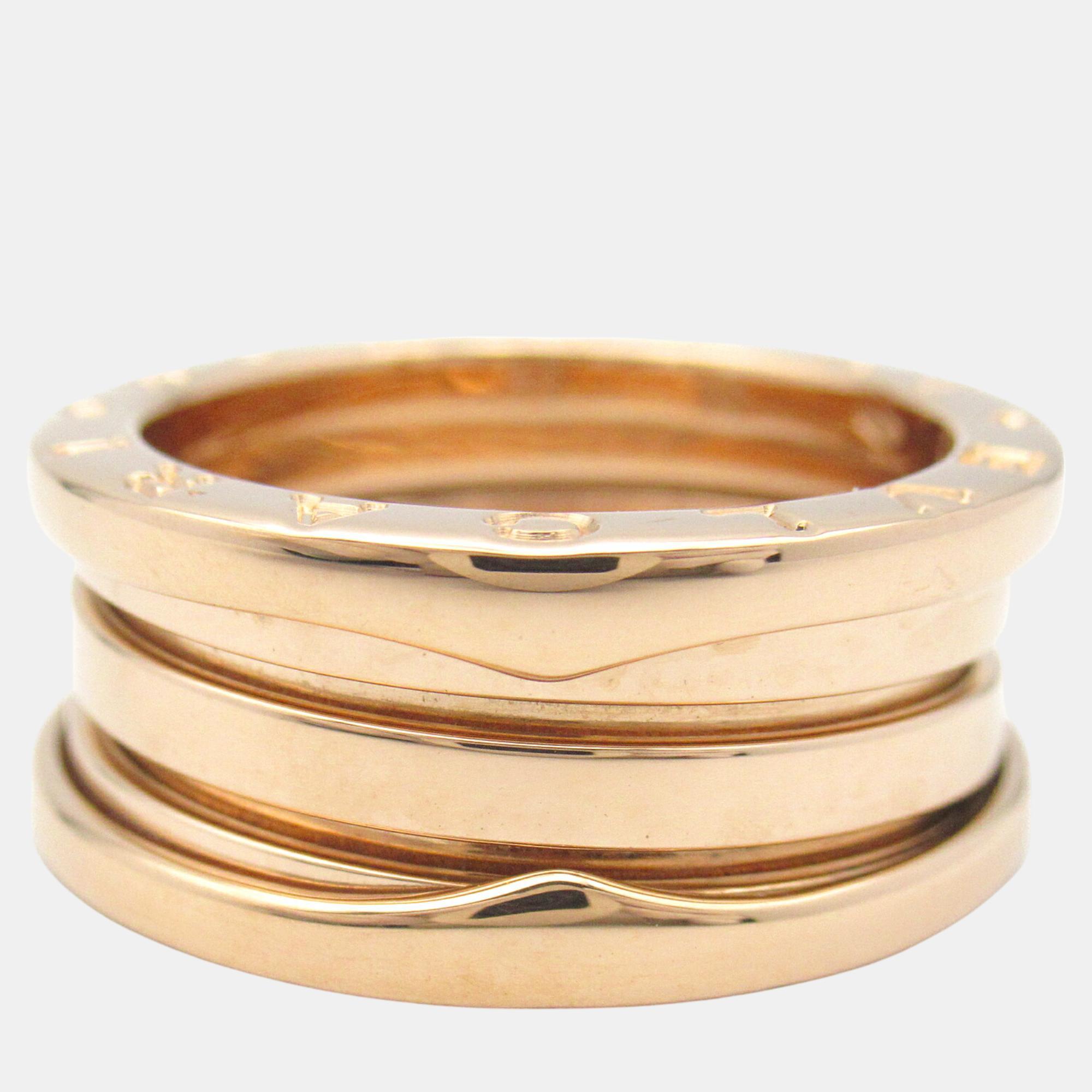 Pre-owned Bvlgari 18k Rose Gold B.zero1 Band Ring Eu 53