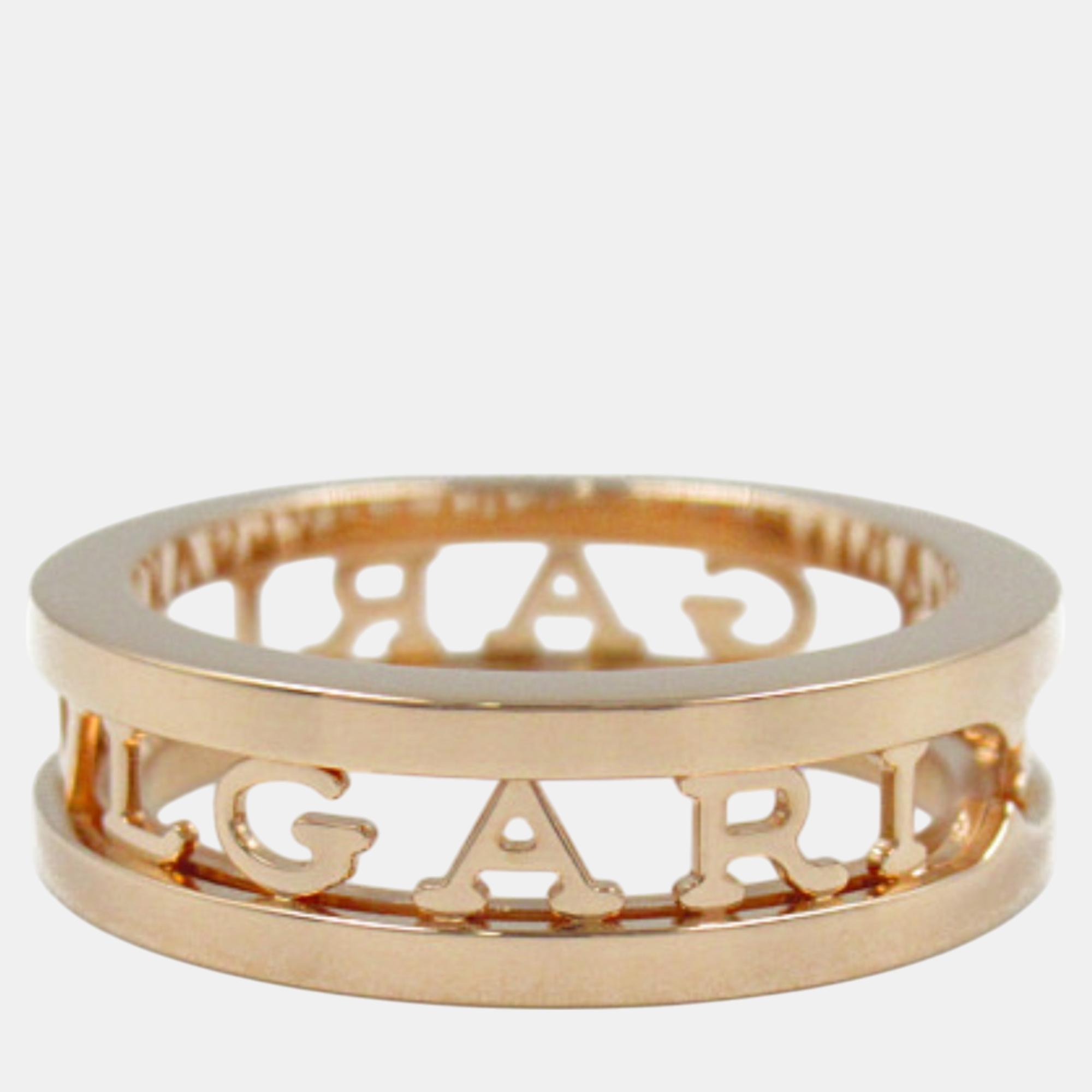 Pre-owned Bvlgari 18k Rose Gold Band Ring Eu 51