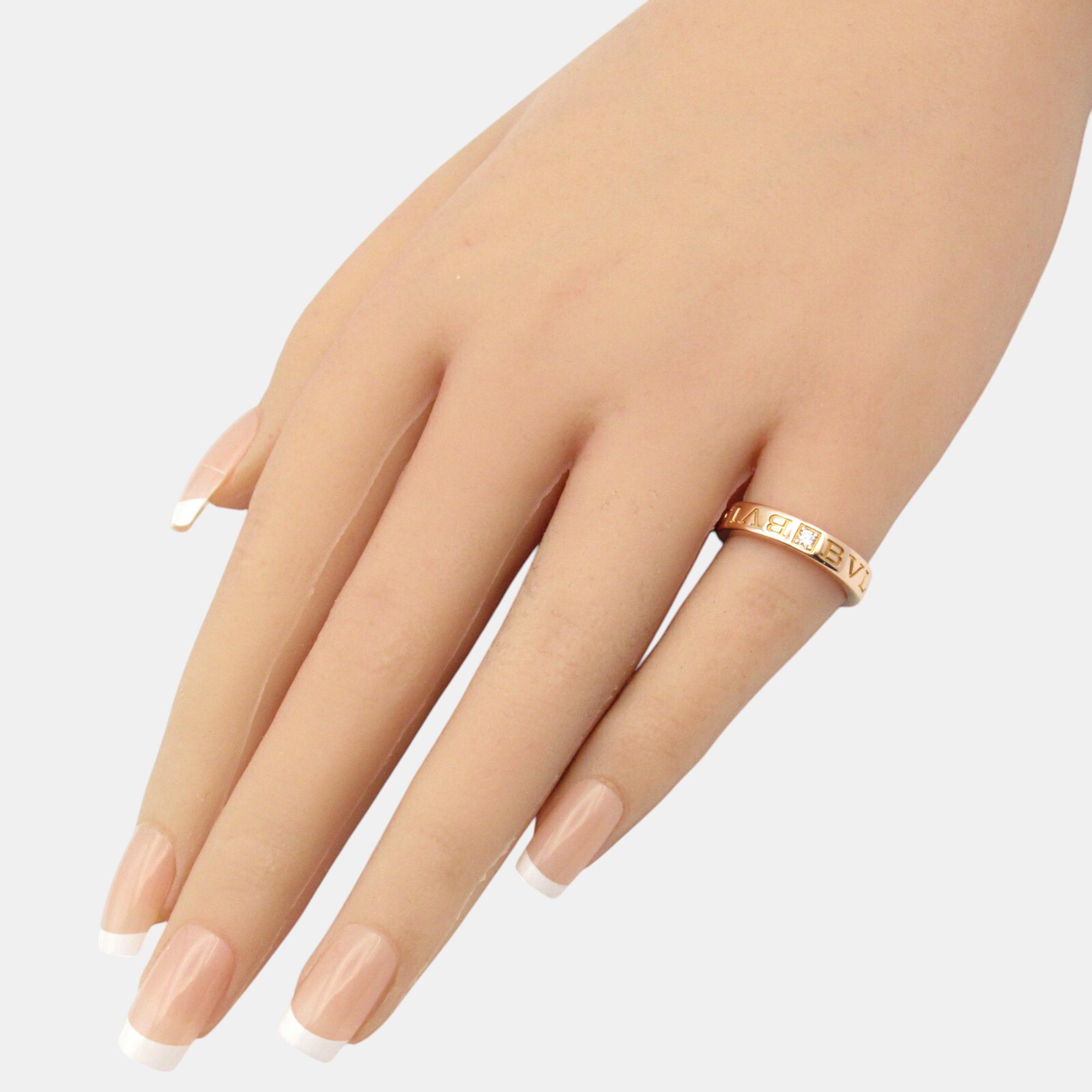 Bvlgari 18K Rose Gold and Diamond Band Ring EU 50 