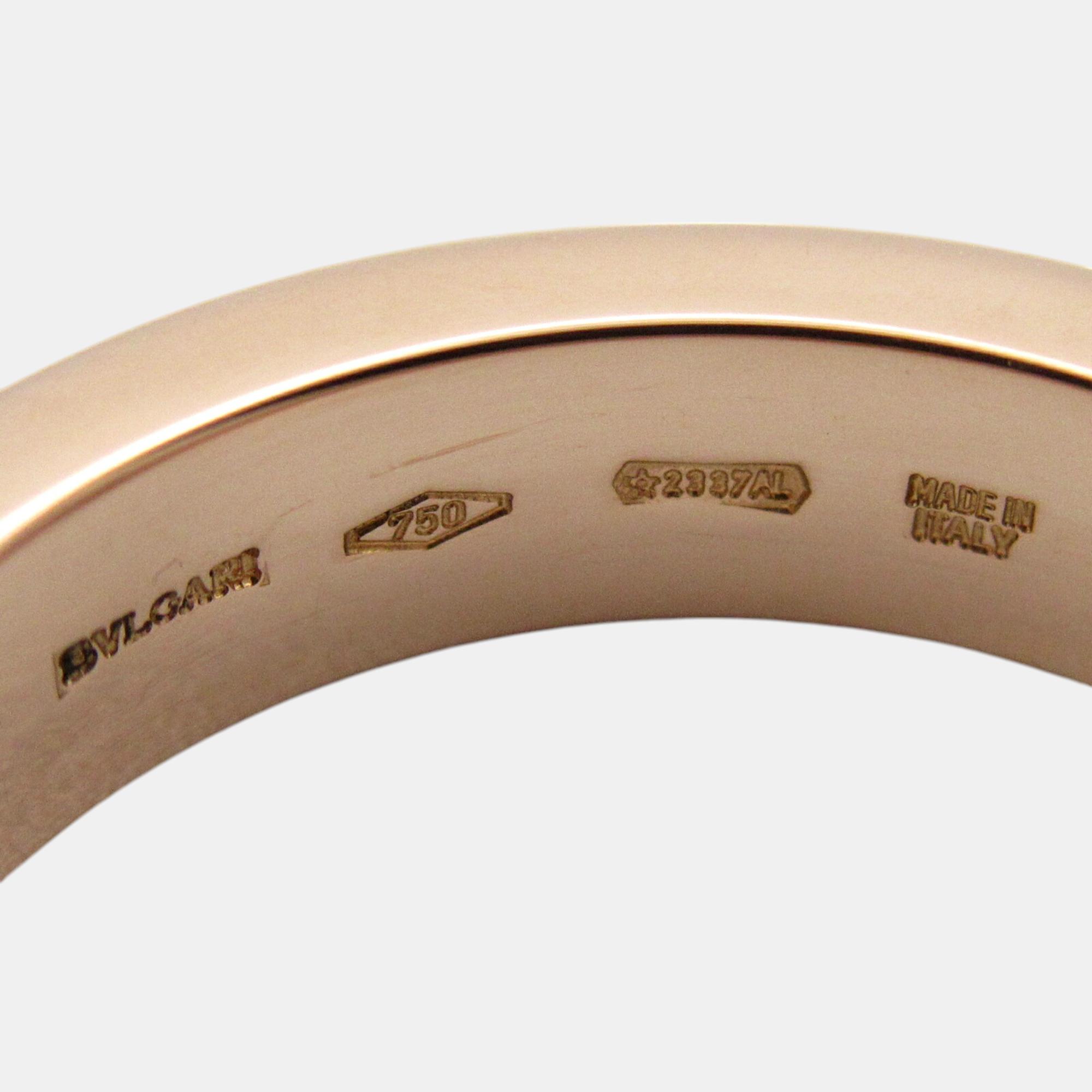Bvlgari 18K Rose Gold and Diamond Band Ring EU 50 