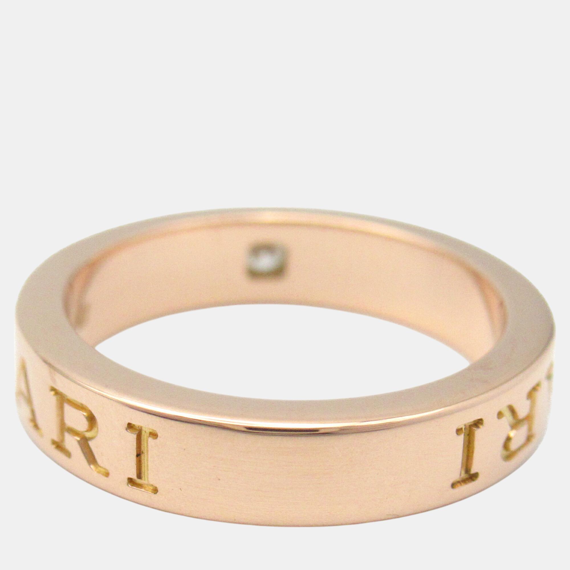 Bvlgari 18K Rose Gold and Diamond Band Ring EU 50 