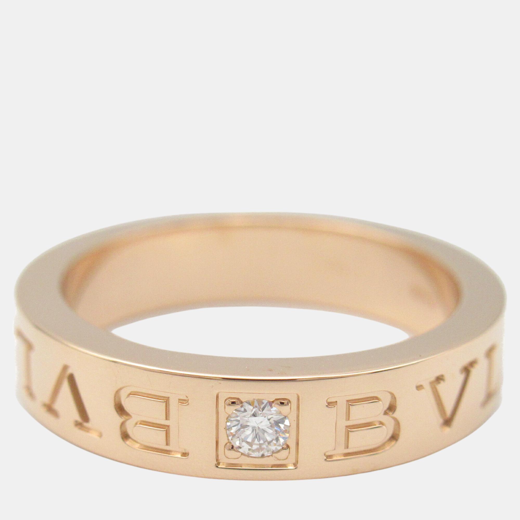 

Bvlgari 18K Rose Gold and Diamond Band Ring EU 49