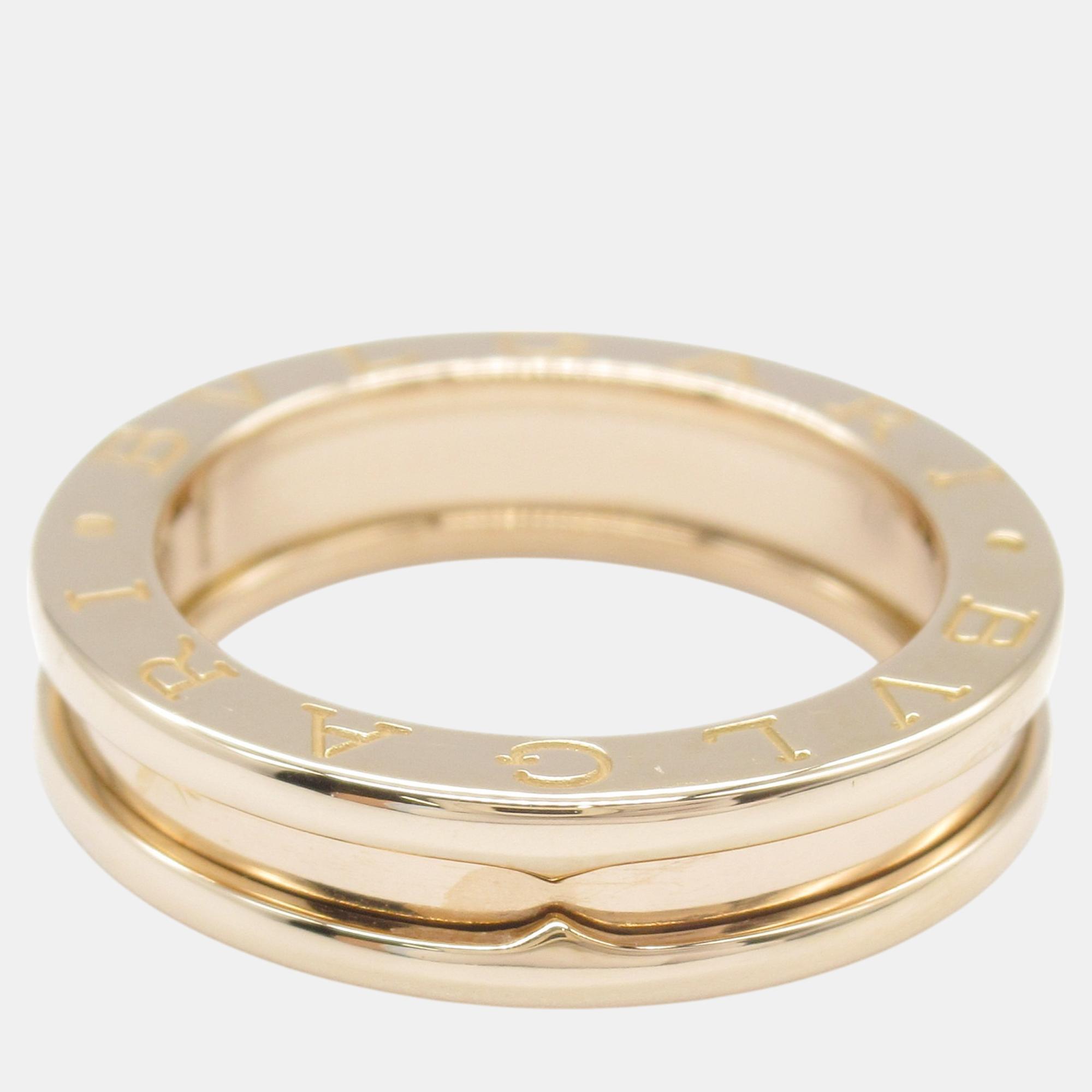 Pre-owned Bvlgari 18k Rose Gold B.zero1 Band Ring Eu 49