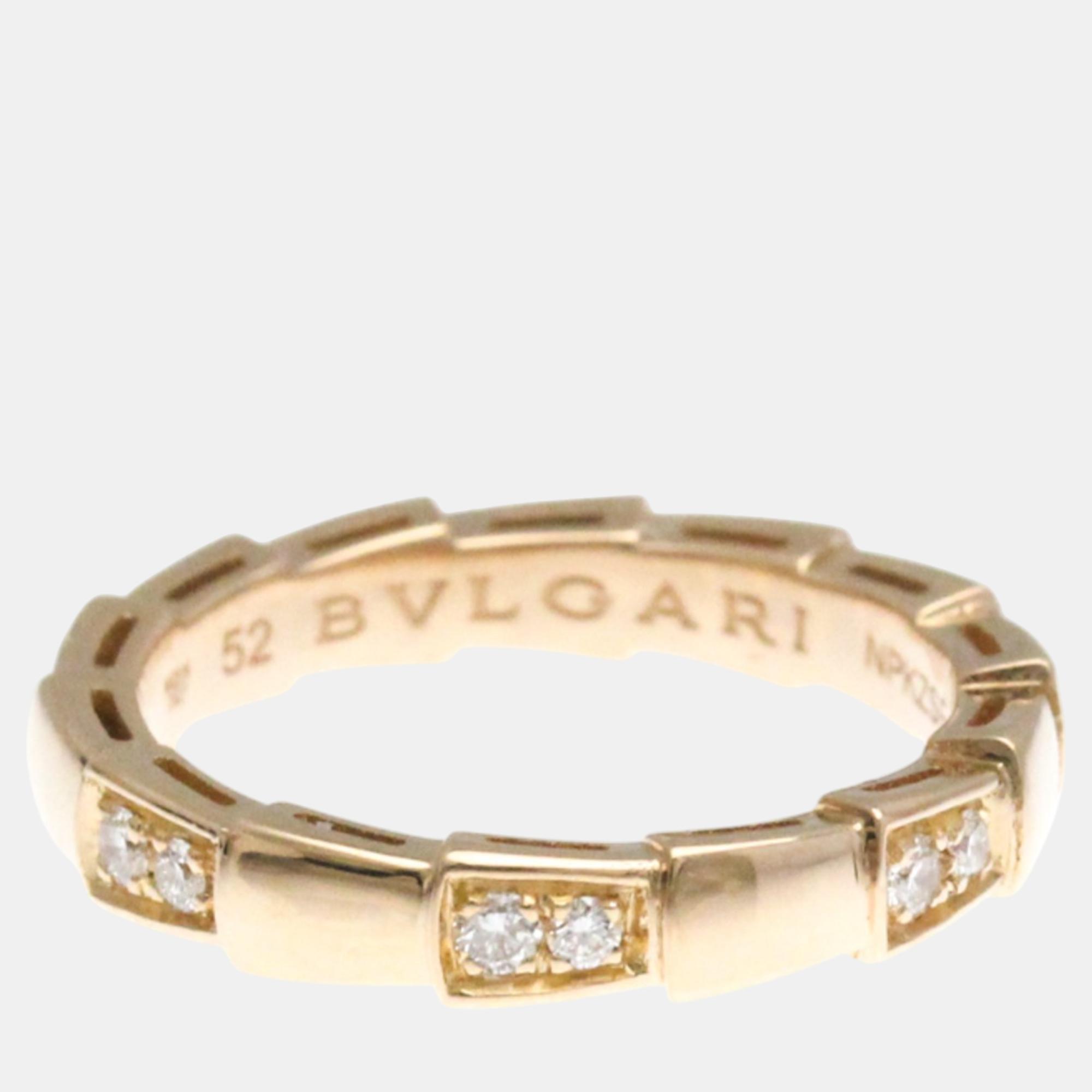 

Bvlgari 18K Rose Gold and Diamond Serpenti Viper Band Ring EU 52