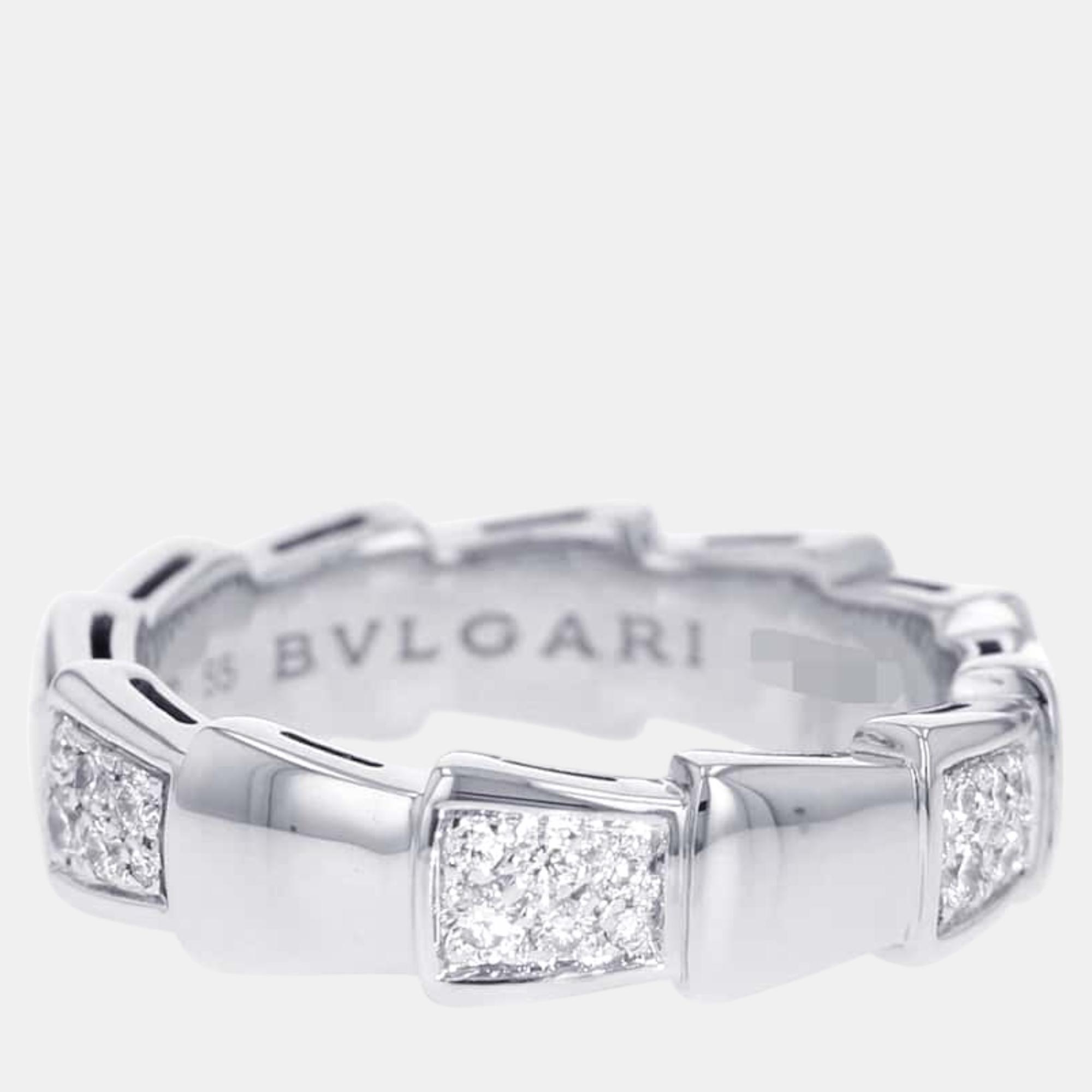 

Bvlgari 18K White Gold and Diamond Serpenti Viper Ring EU 55