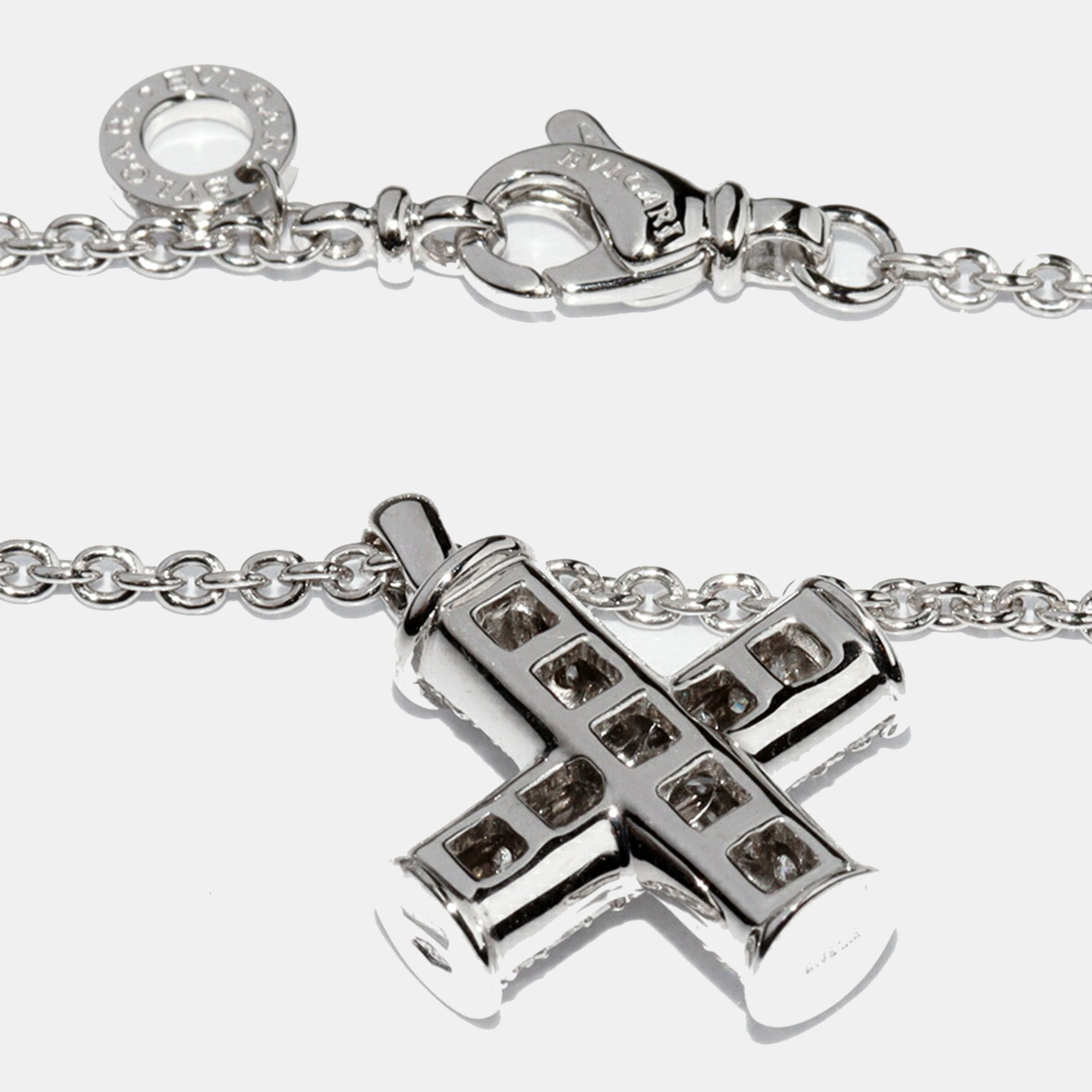 Bvlgari 18K White Gold and Diamond Bvlgari Bvlgari Pendant Necklace 
