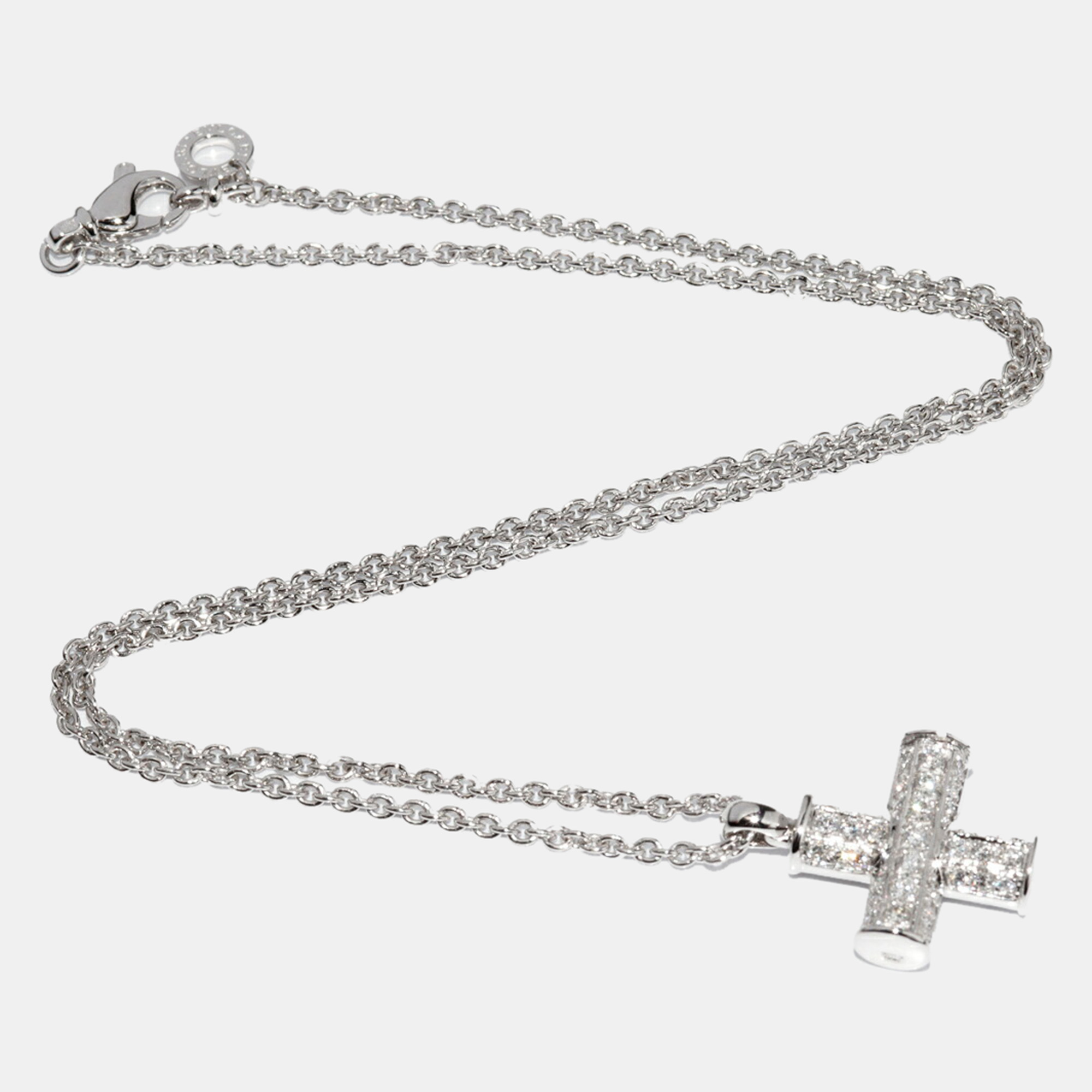 Bvlgari 18K White Gold and Diamond Bvlgari Bvlgari Pendant Necklace 