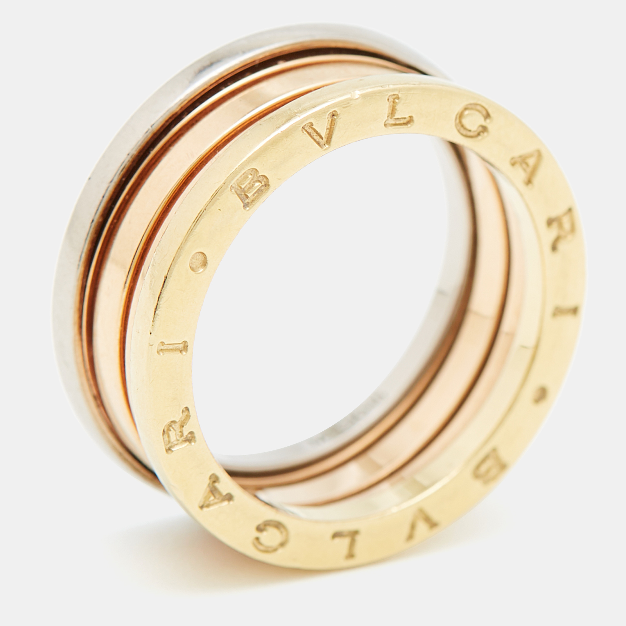 

Bvlgari B.Zero1 3-Band 18k Three Tone Gold Ring Size