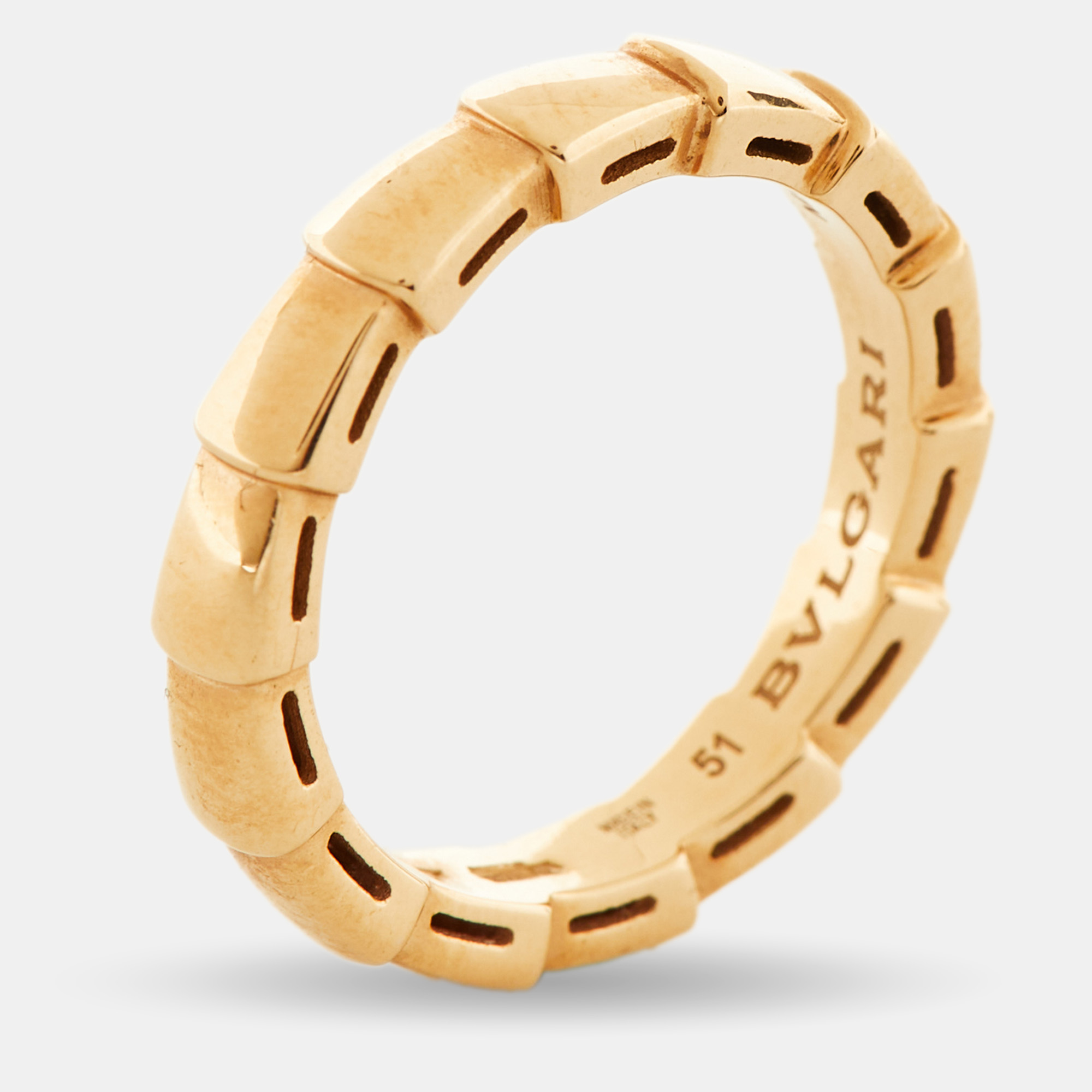 

Bvlgari Serpenti Viper 18k Rose Gold Band Ring Size