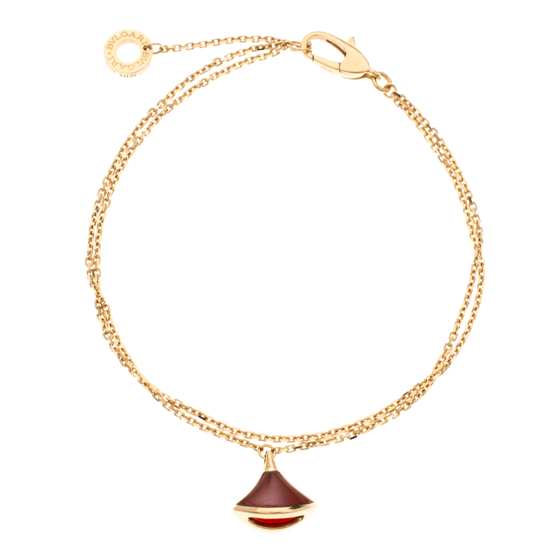Pre Owned Bvlgari Divas's Dream Carnelian & 18k Rose Gold Bracelet