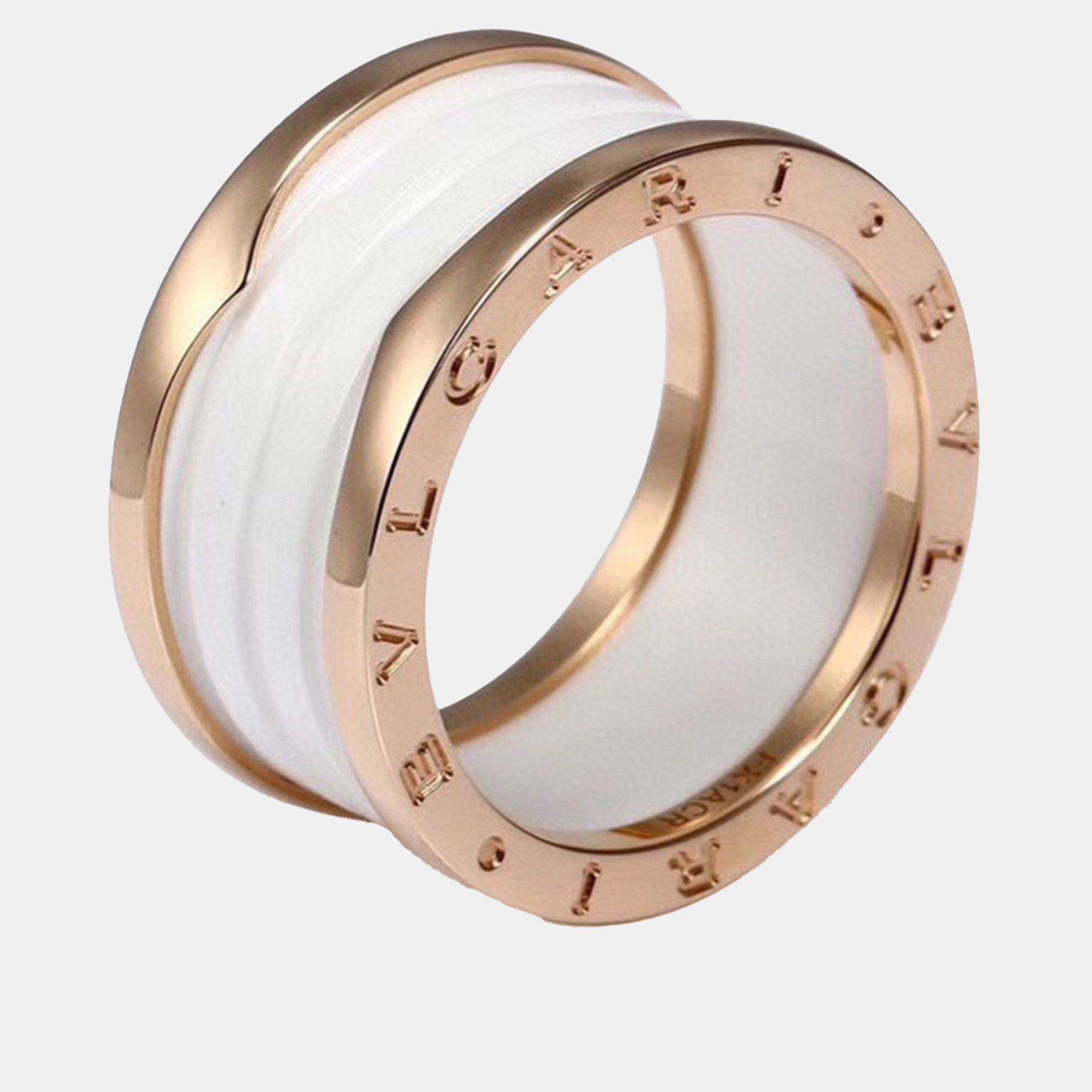 

Bvlgari 18K Rose Gold White Ceramic B.zero1 Band Ring EU 55