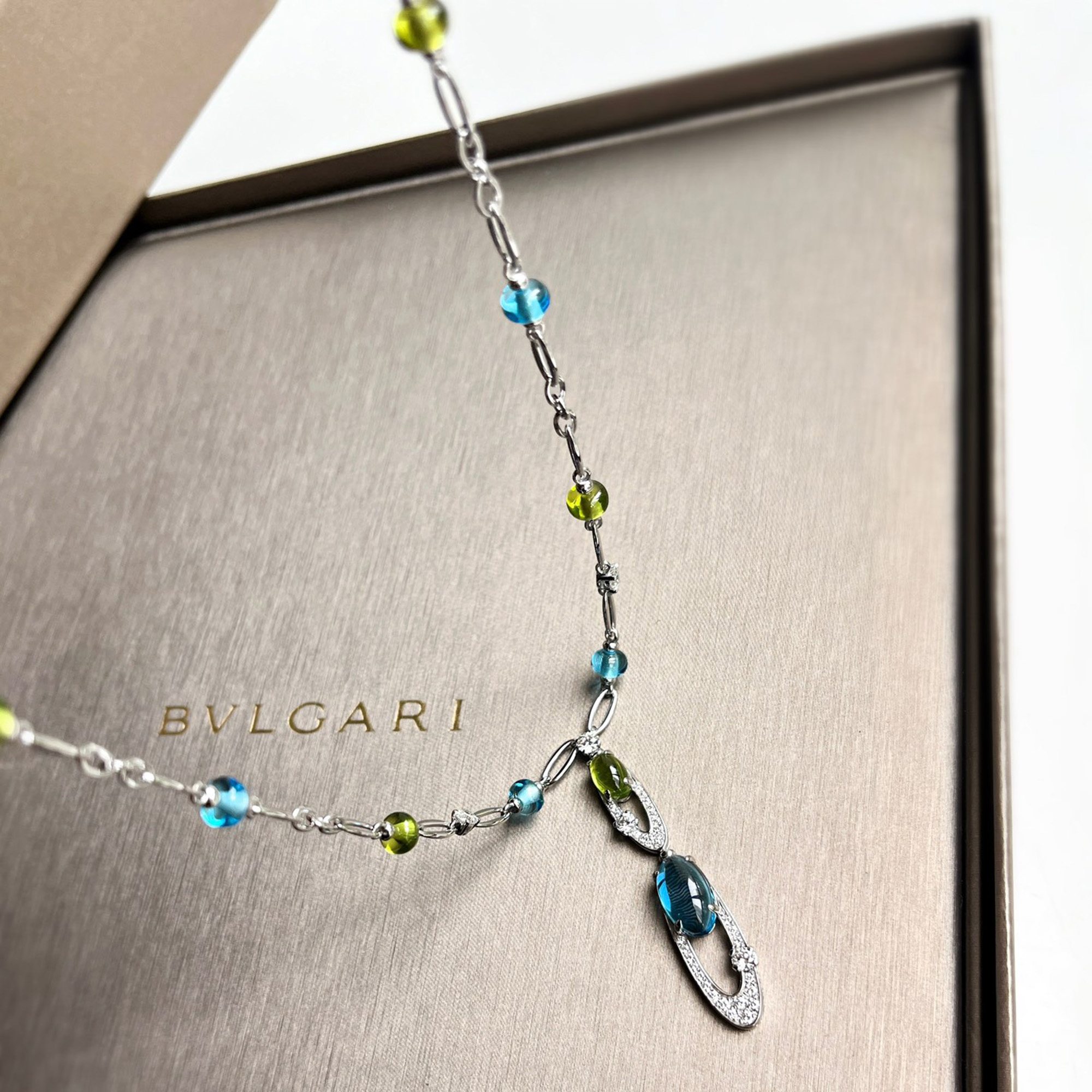 

Bvlgari 18K White Gold and Multicolor Gemstone and Diamond Pendant Necklace
