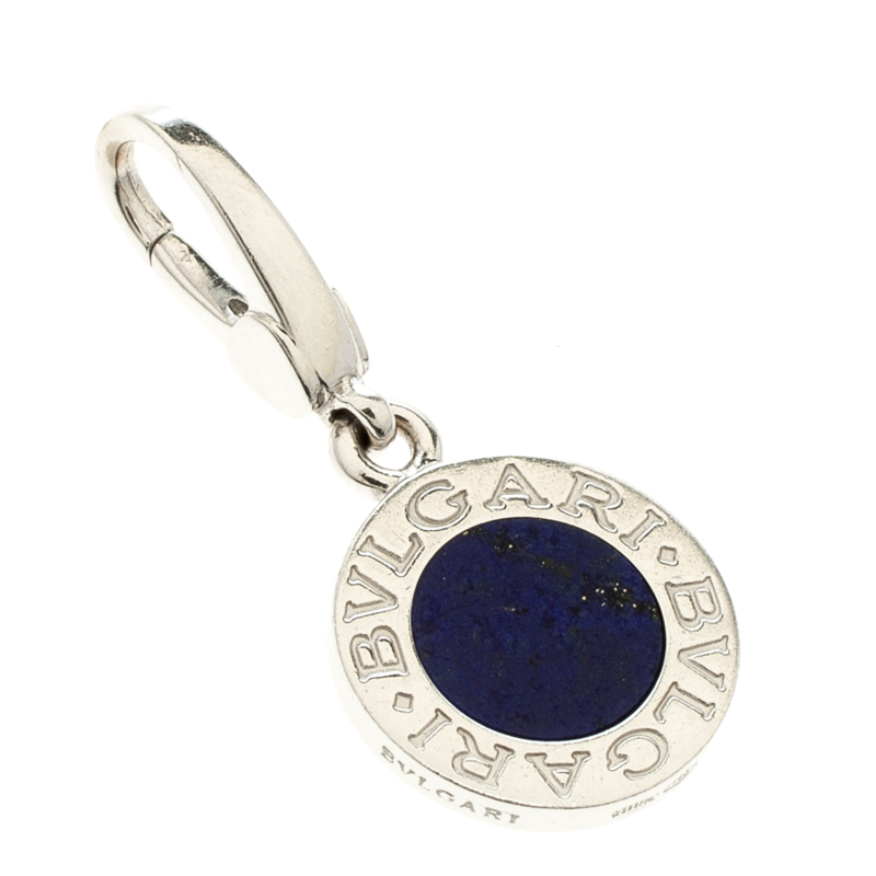 Pre-owned Bvlgari Lapis Lazuli 18k White Gold Pendant Charm