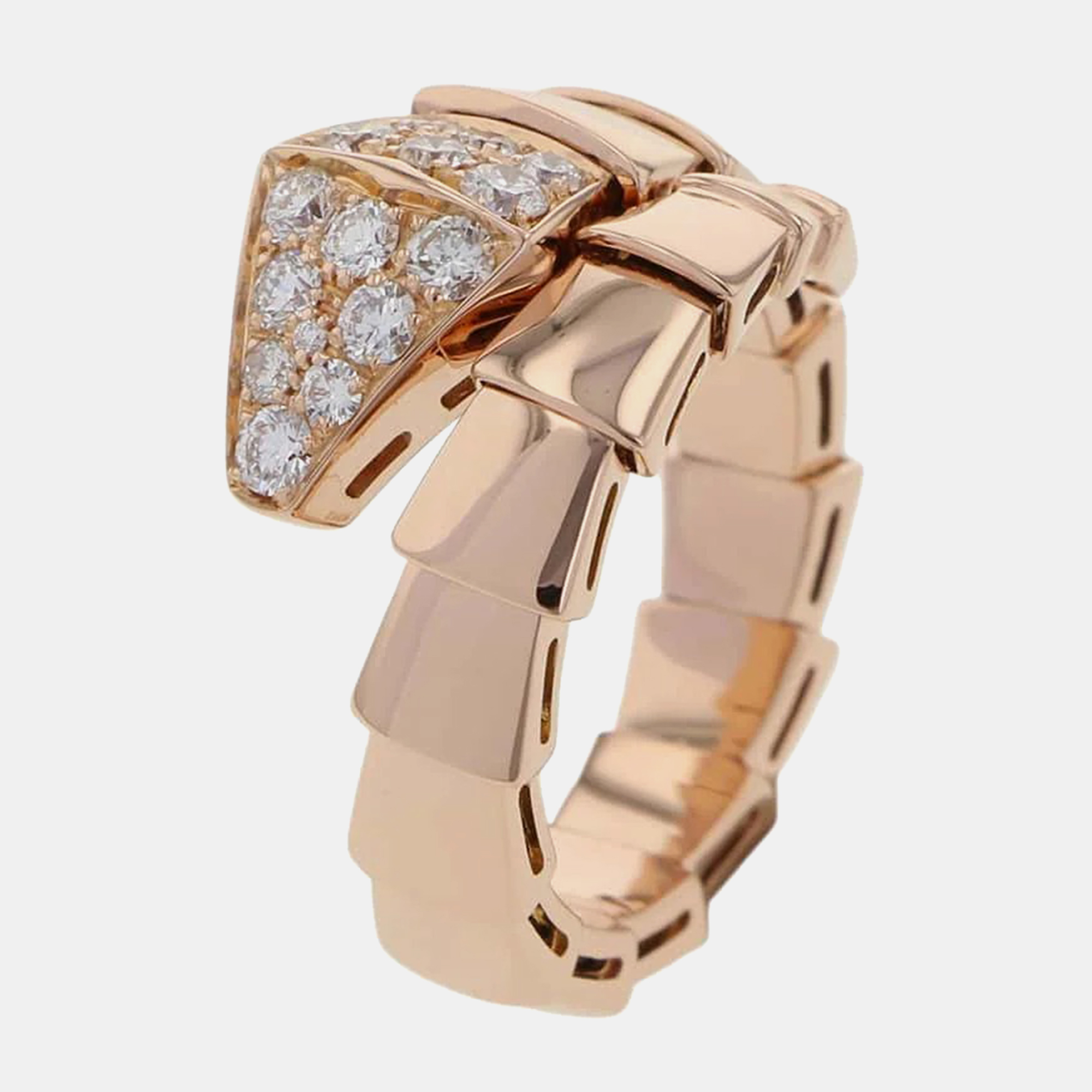 

Bvlgari 18K Rose Gold and Diamond Serpenti Viper Ring Size