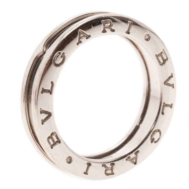 Pre Owned Bvlgari B.Zero1 18K White Gold Ring Size 55