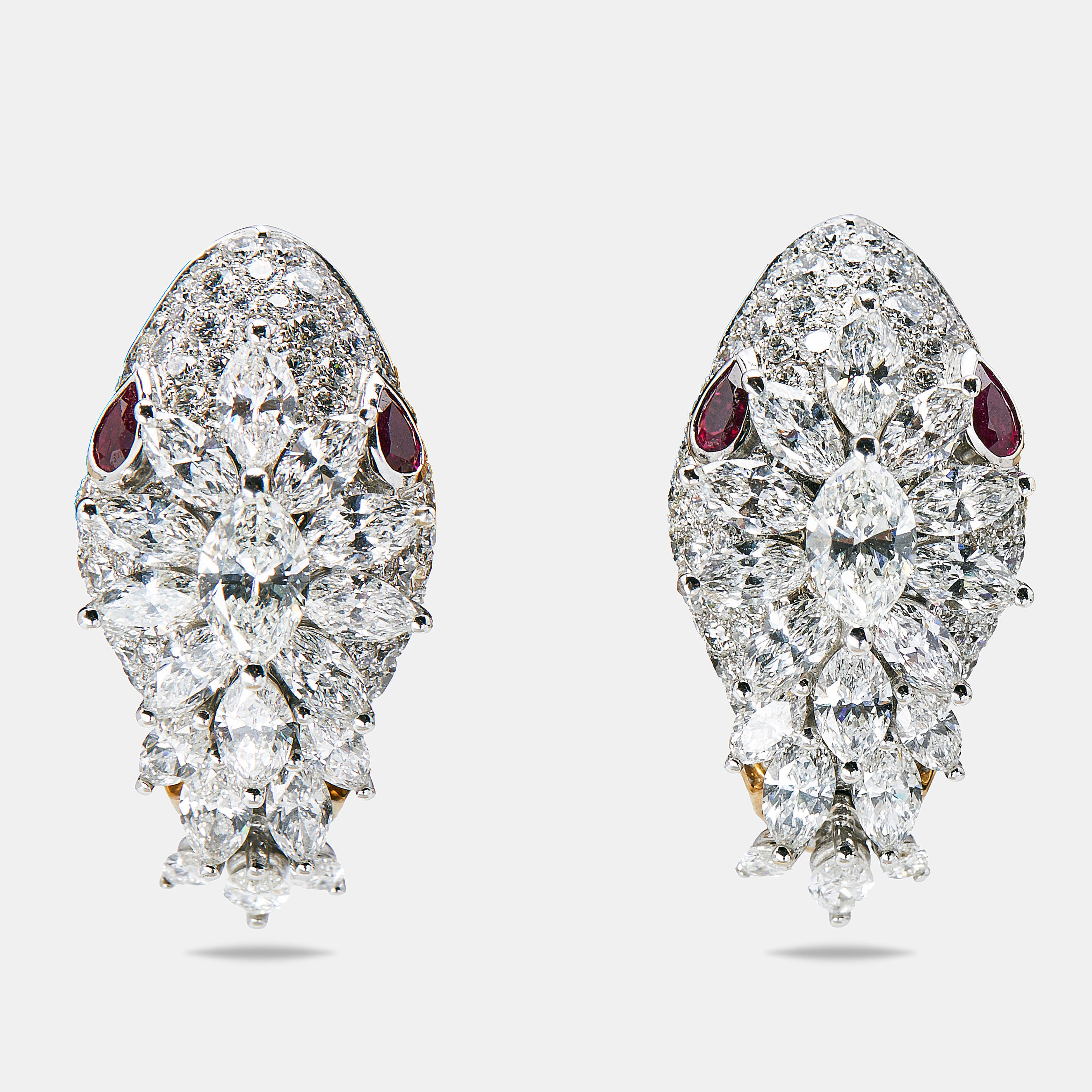 

Bvlgari Serpenti Diamonds Rubies 18k Two Tone Gold Earrings