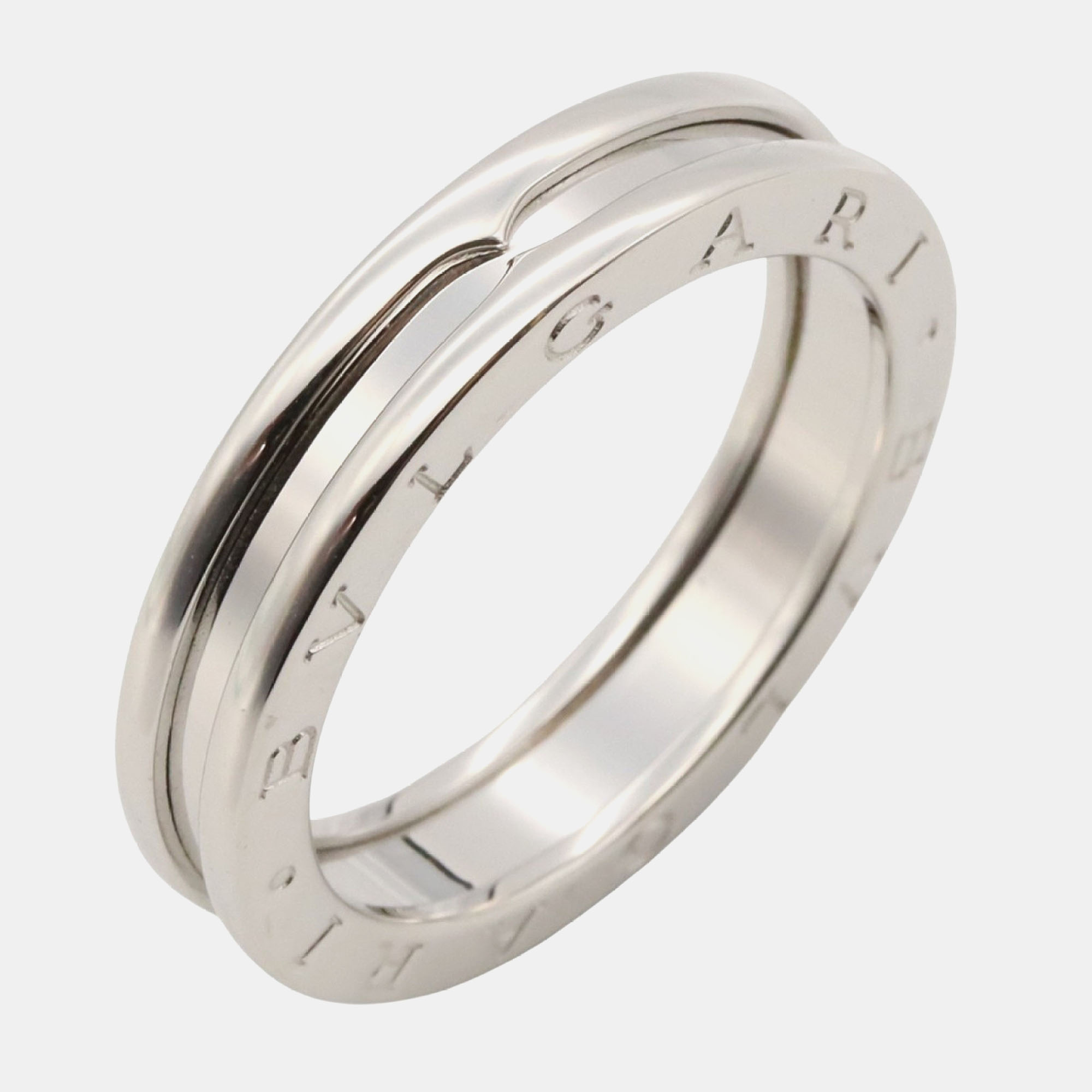 Pre-owned Bvlgari B-zero1 1 Band 18k White Gold Ring Eu 62