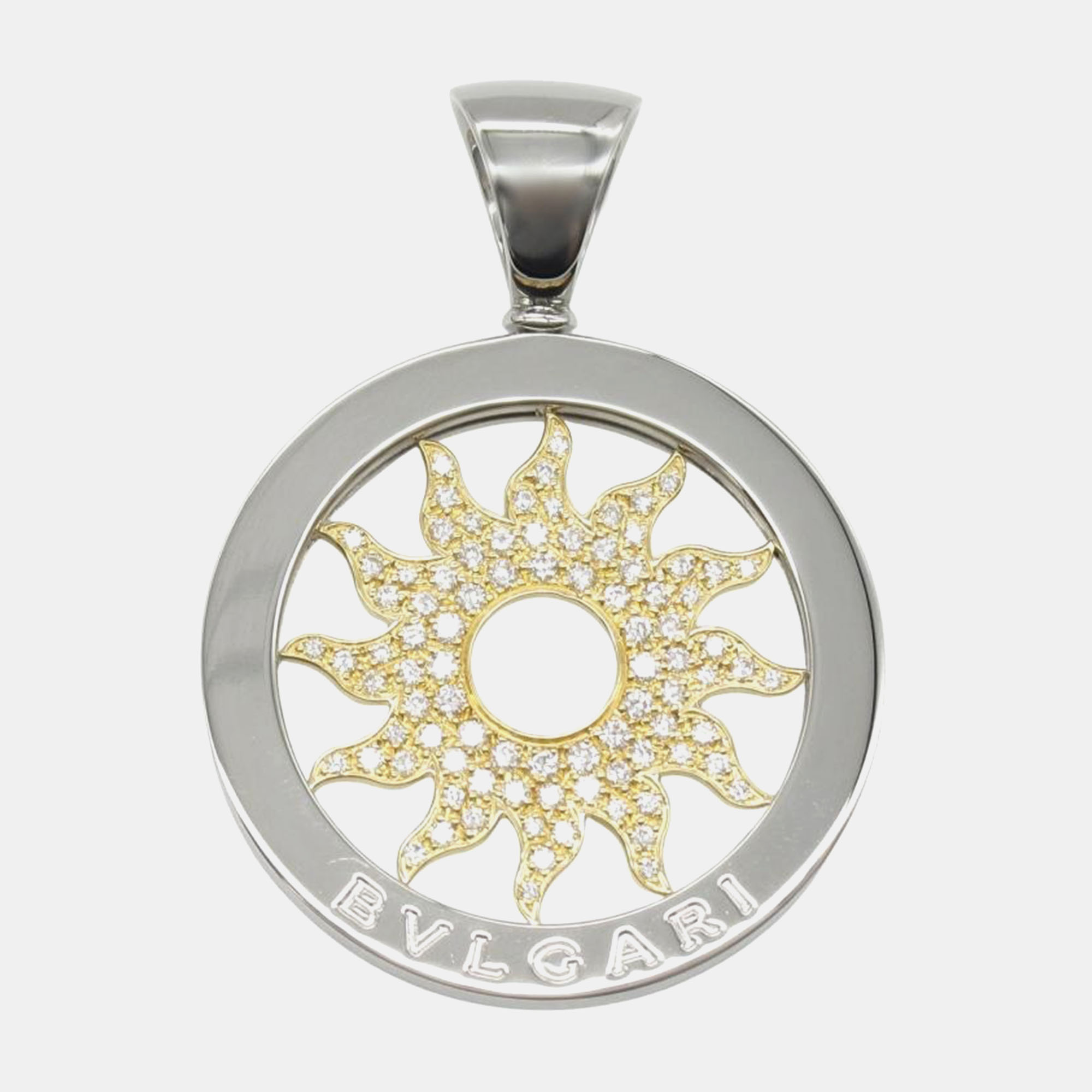 

Bvlgari Tondo Sun 18K Yellow Gold and Stainless Steel with Diamonds Pendant & Charms