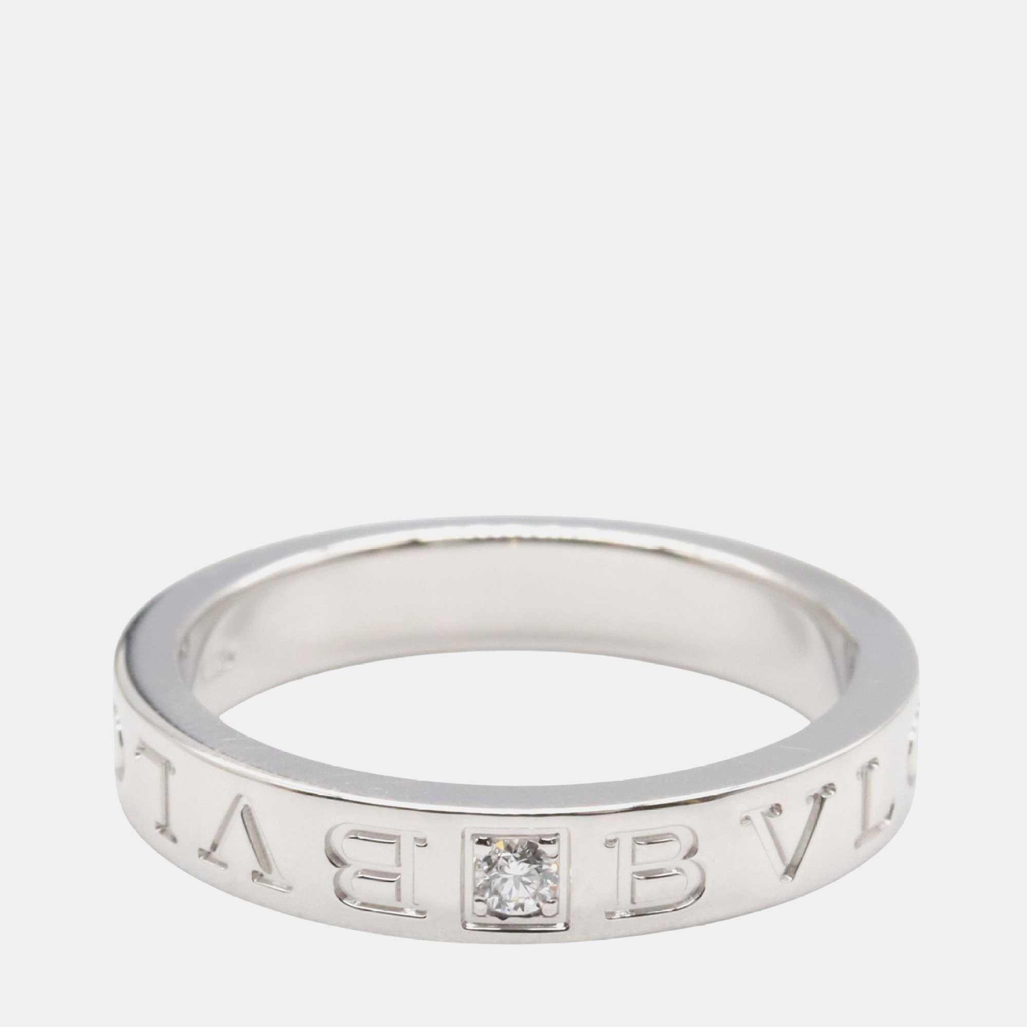 Pre-owned Bvlgari B.zero1 18k White Gold Diamond Ring Eu 57