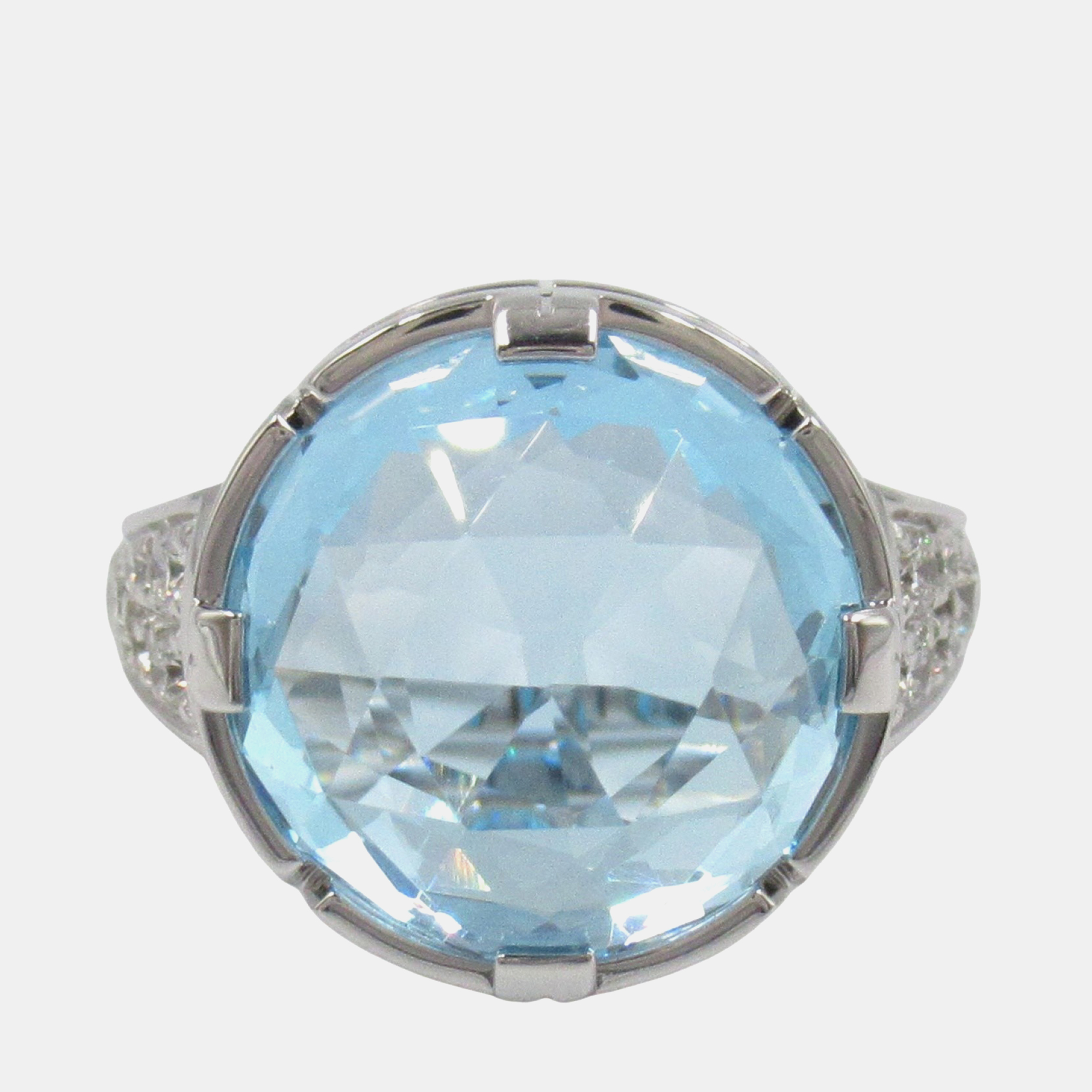 

Bvlgari Topaz & Diamond Parentesi 18K White Gold Cocktail Ring EU