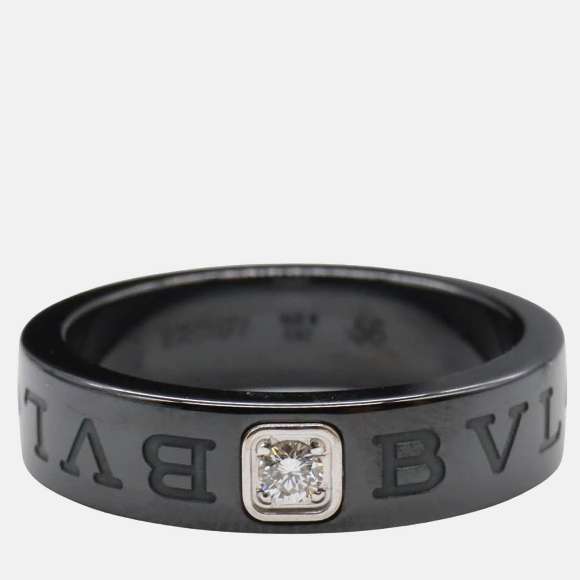 

Bvlgari 18K White Gold, Diamond and Ceramic Band Ring EU
