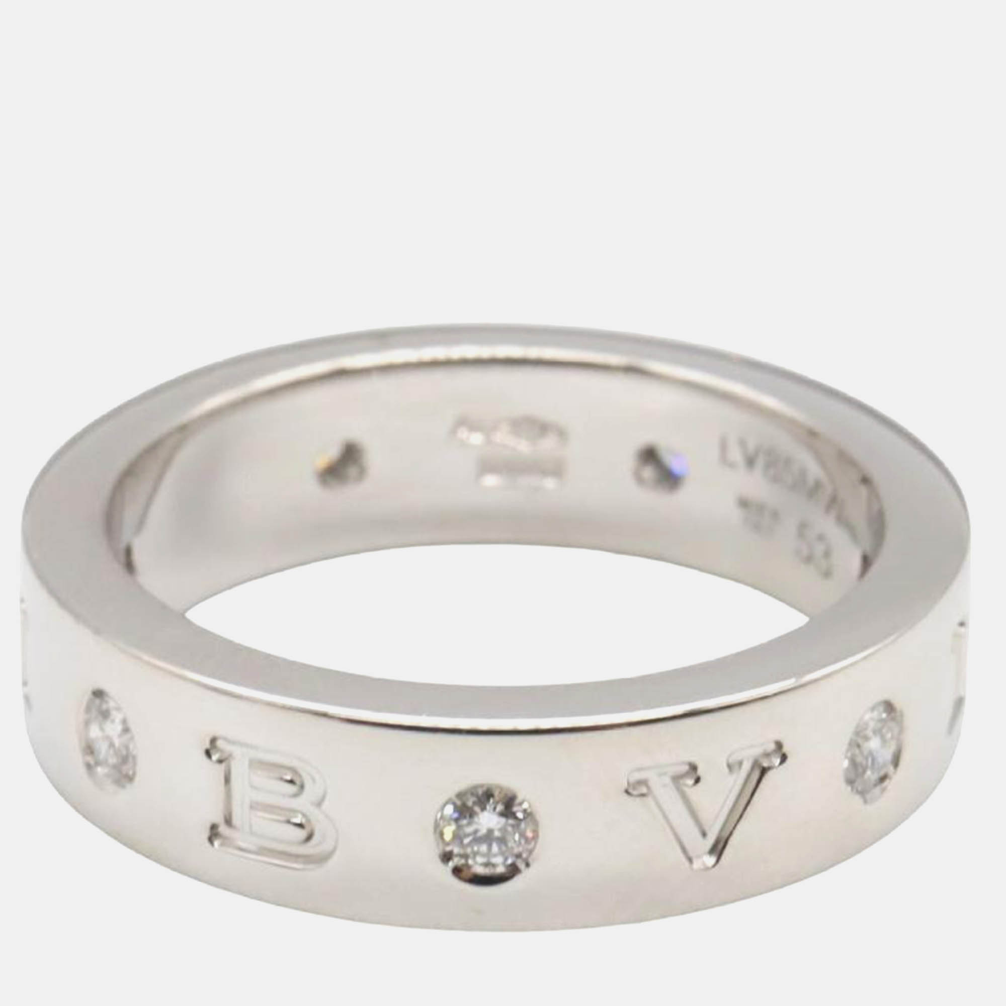 

Bvlgari 18K White Gold and Diamond Band Ring EU