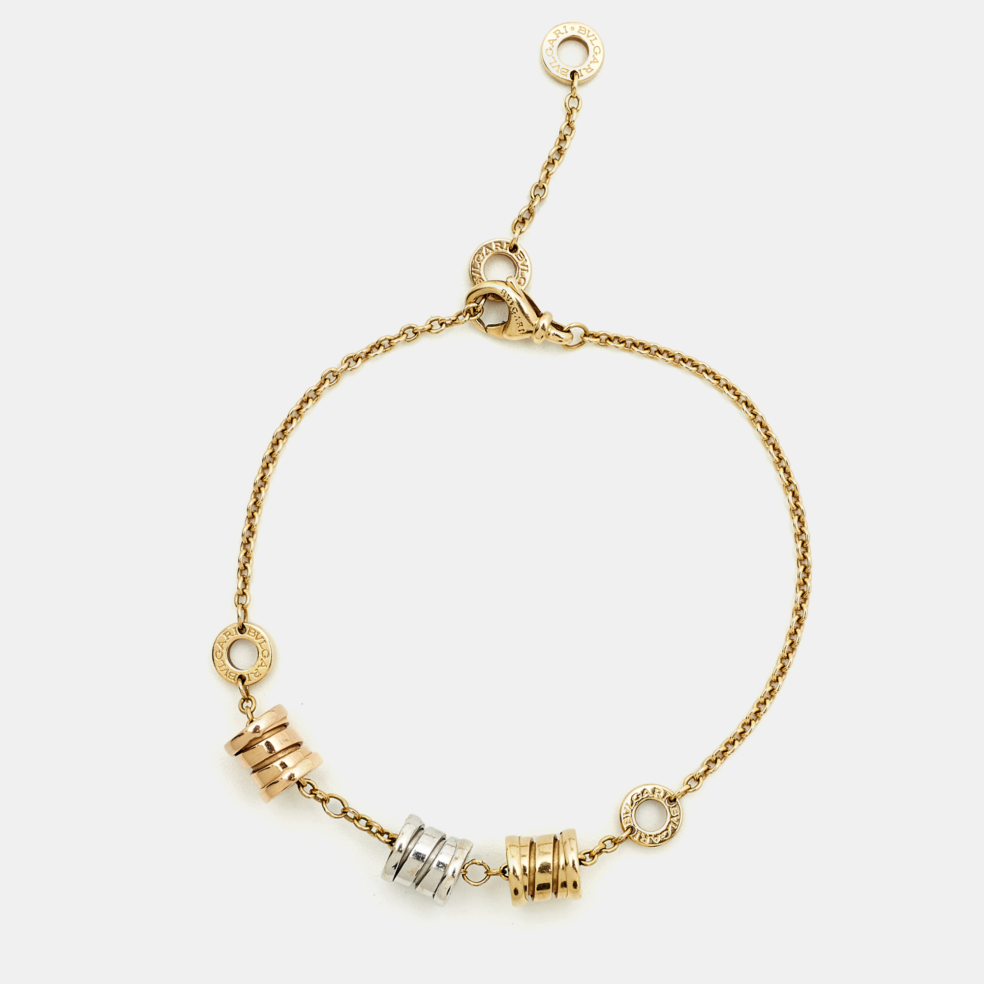 Pre-owned Bvlgari B.zero1 18k Three Tone Gold Bracelet