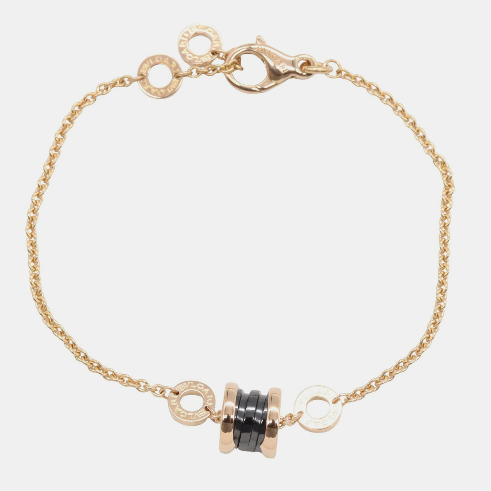 Pre-owned Bvlgari B.zero1 18k Rose Gold And Black Ceramic Bracelet