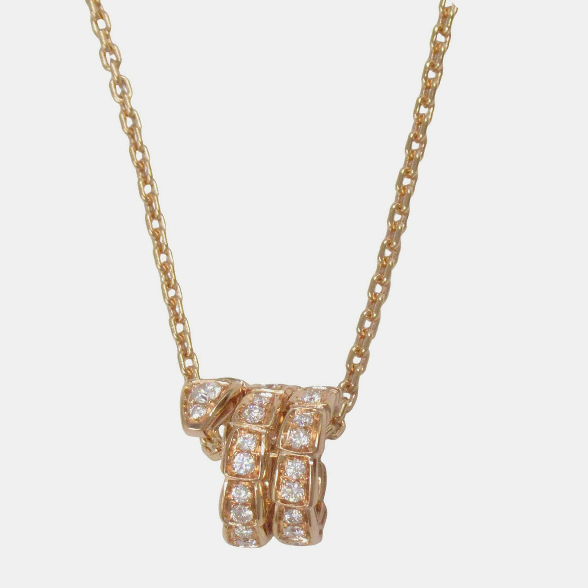 Pre-owned Bvlgari Serpenti Viper Diamond 18k Rose Gold Pendant Necklace