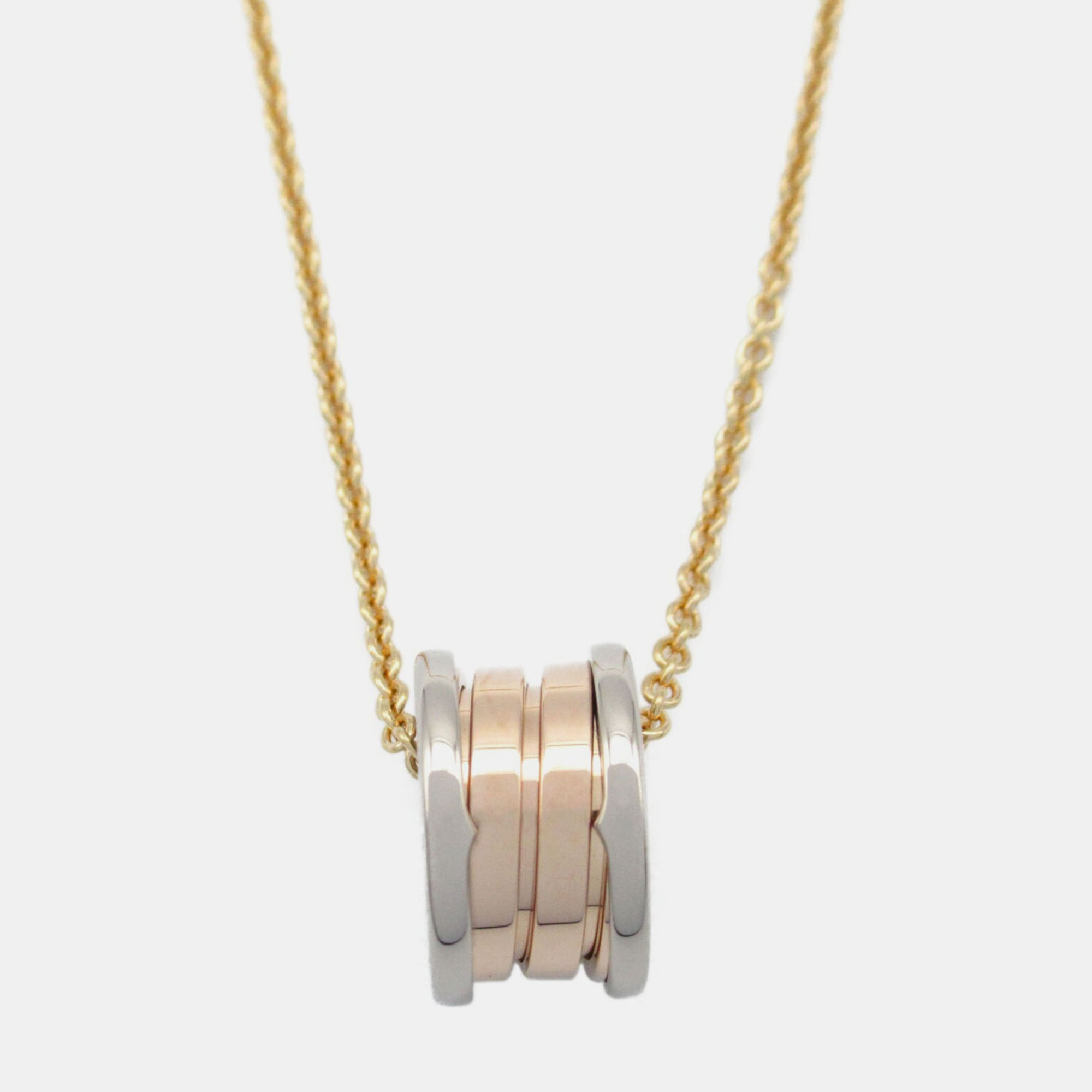 Pre-owned Bvlgari B.zero1 18k White And Rose Gold Pendant Necklace