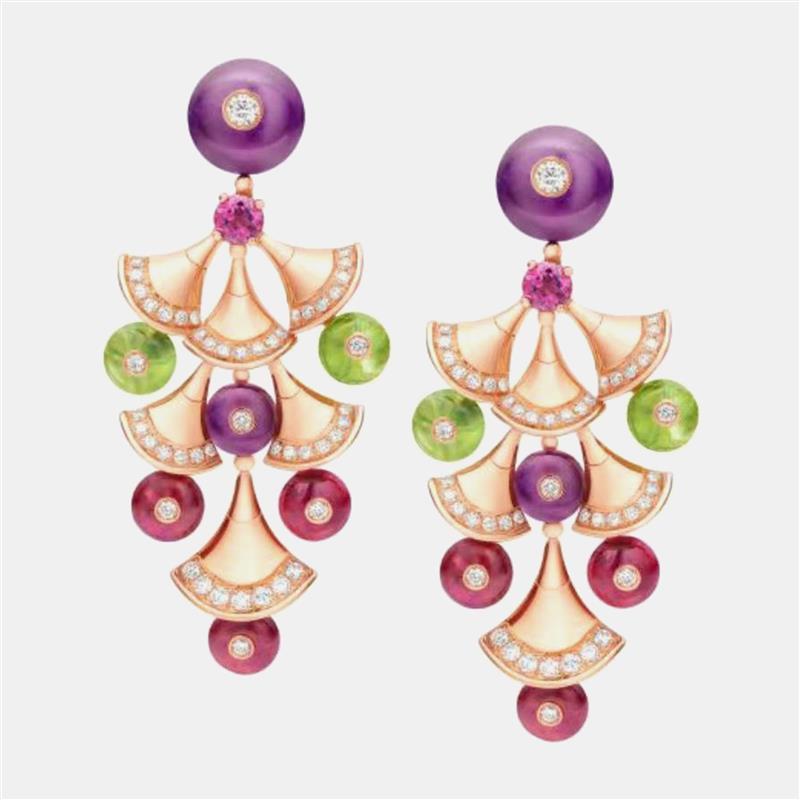 

Bulgari Divas' Dream Earrings Rose Gold Amethyst Tourmaline Peridot Diamond