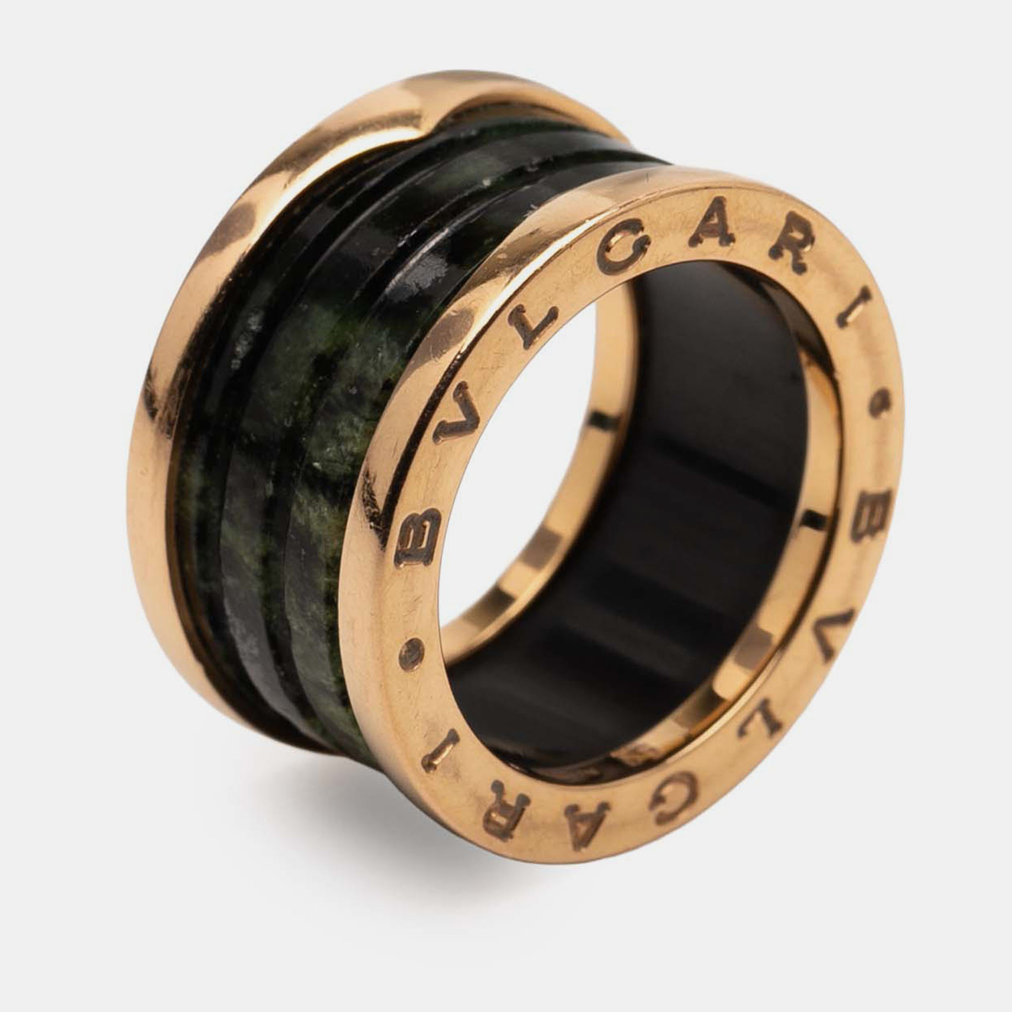 

Bvlgari 18K Rose Gold and Bowenite B.Zero1 Four Band Ring, Black