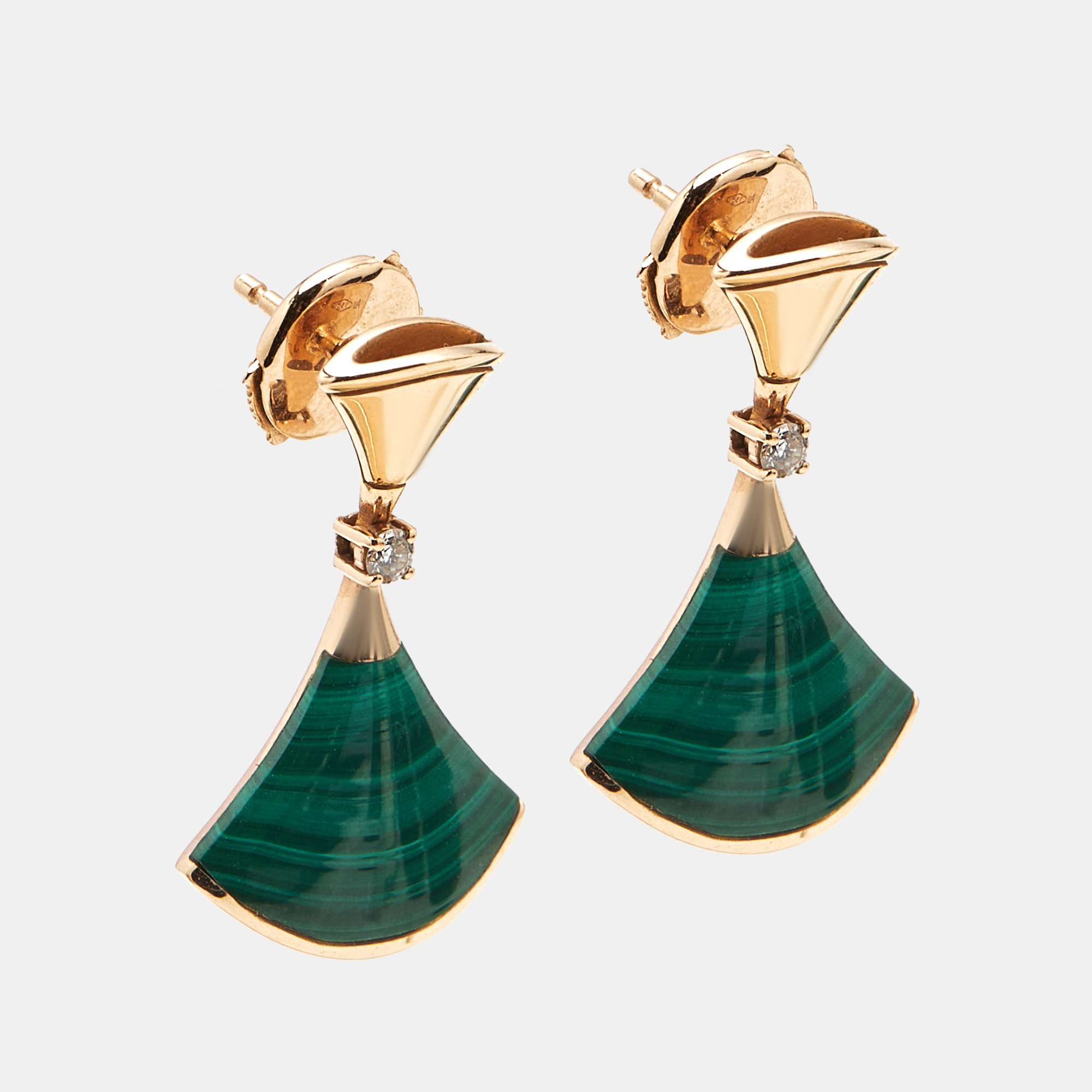 

Bvlgari Divas' Dream Malachite Diamond 18k Rose Gold Earrings