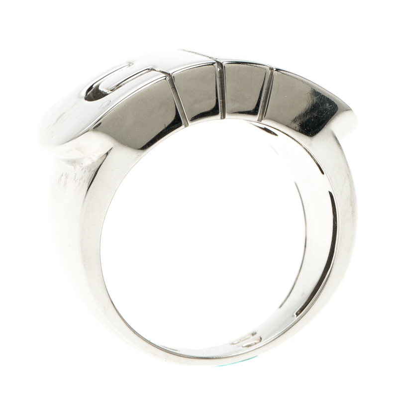 Pre Owned Bvlgari Parentesi 18k White Gold Ring Size 54