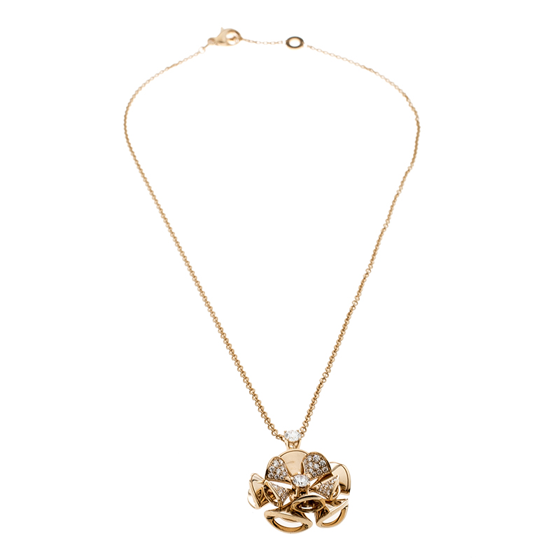 Bvlgari Diva's Dream Diamond 18k Rose Gold Flower Pendant Necklace ...