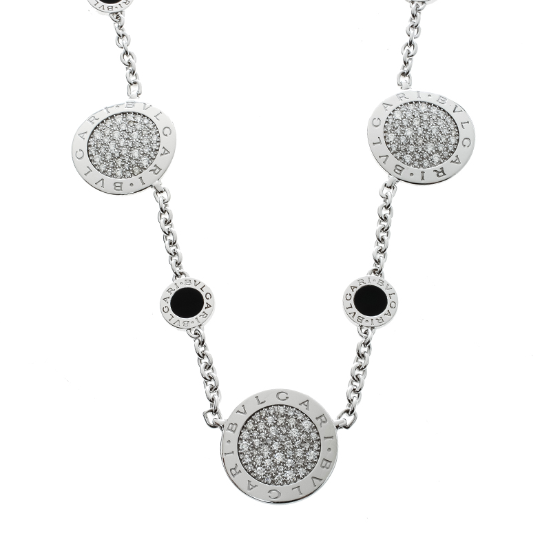 

Bvlgari Diamond Onyx 18k White Gold Station Necklace