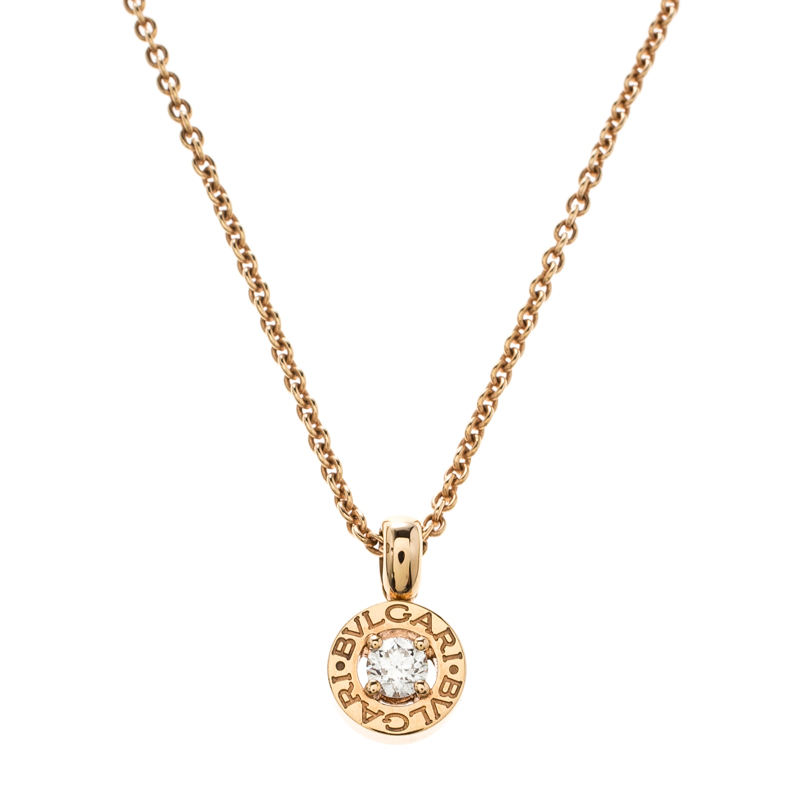 Pre Owned Bvlgari Bvlgari Diamond Yellow Gold Pendant Necklace
