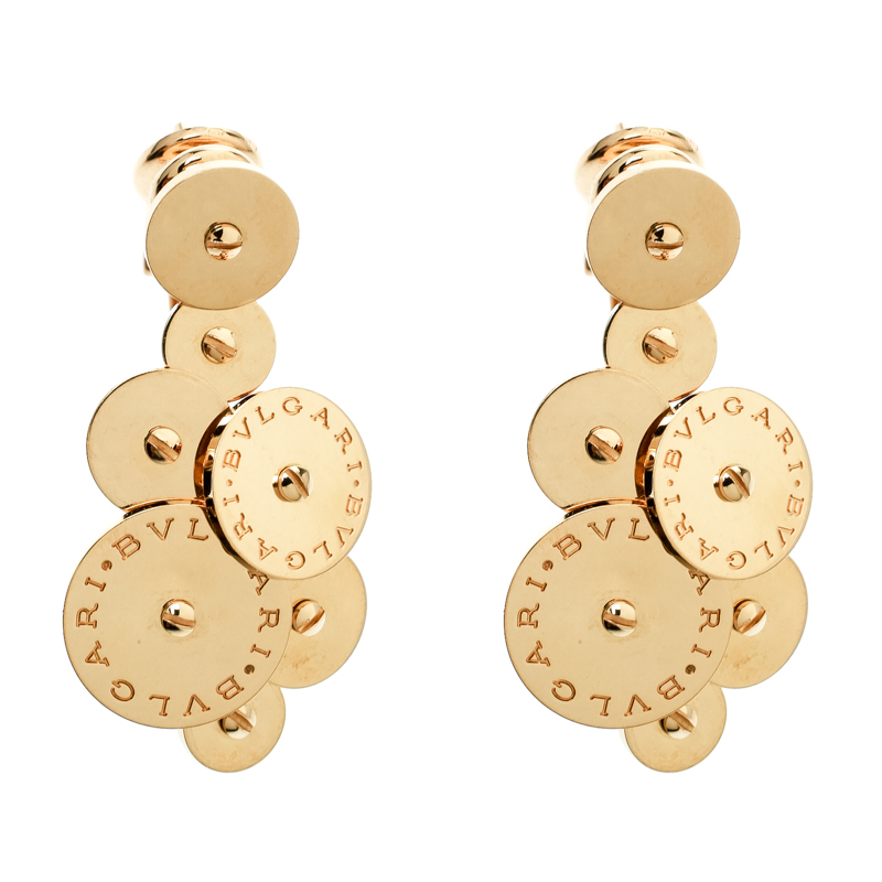 Pre Owned Bvlgari Cicladi 18k Yellow Gold Cluster Disc Drop Earrings
