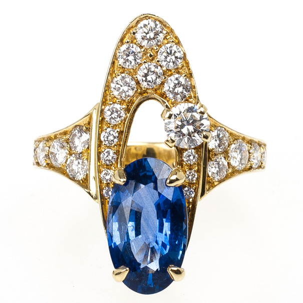 

Bvlgari Elisia Sapphire and Diamond Ring Size, Gold