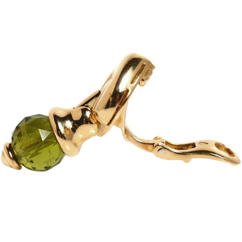 

Bvlgari Doppio Cuore Green Stone 18K Yellow Gold Clip-On Drop Earrings