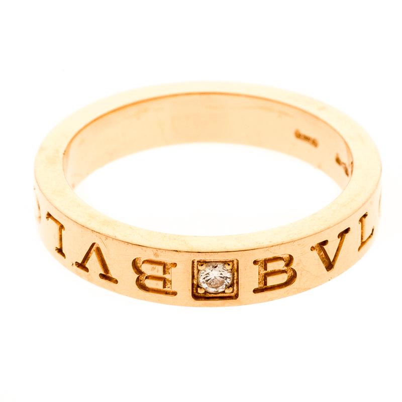 

Bvlgari Bvlgari Diamond 18K Rose Gold Band Ring Size