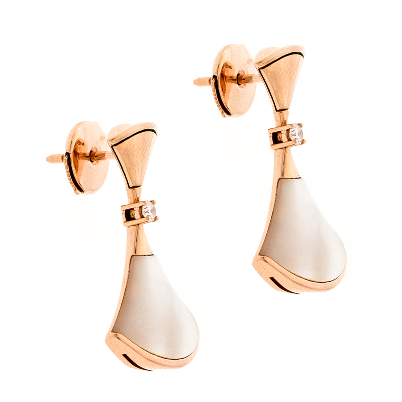 

Bvlgari Divas' Dream Mother of Pearl Diamond 18k Rose Gold Drop Earrings