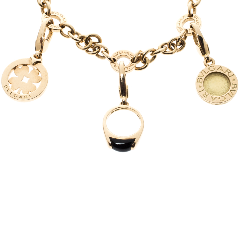 

Bvlgari Onyx Diamond 18k Yellow Gold 5 Charm Bracelet
