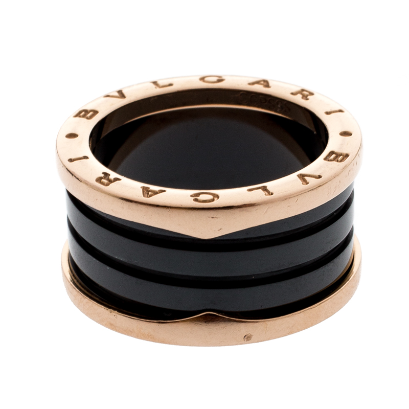 

Bvlgari B.Zero1 4-Band Black Ceramic 18k Rose Gold Ring Size